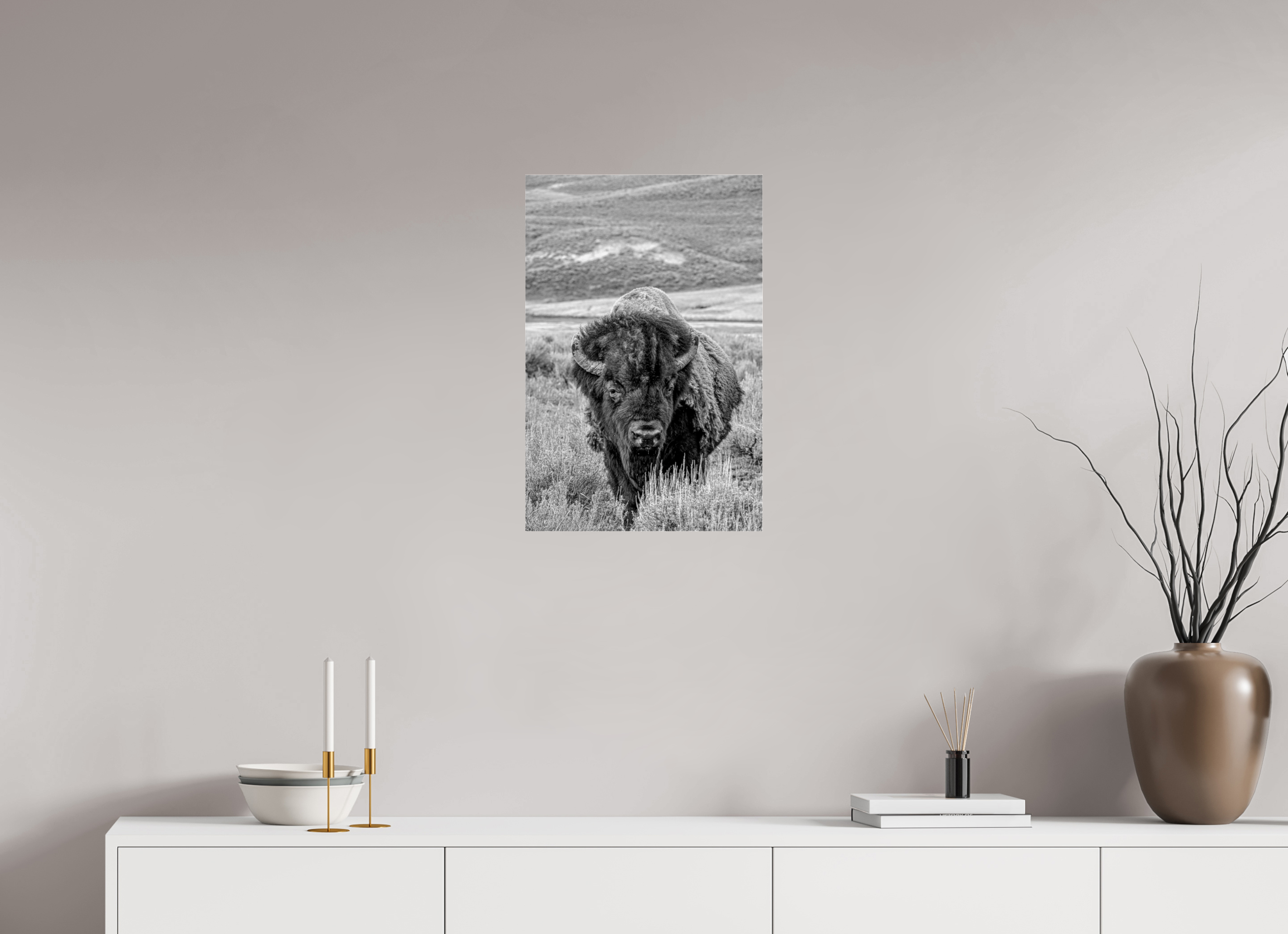 16 x 24″, ACRYLIC Monochrome Bison