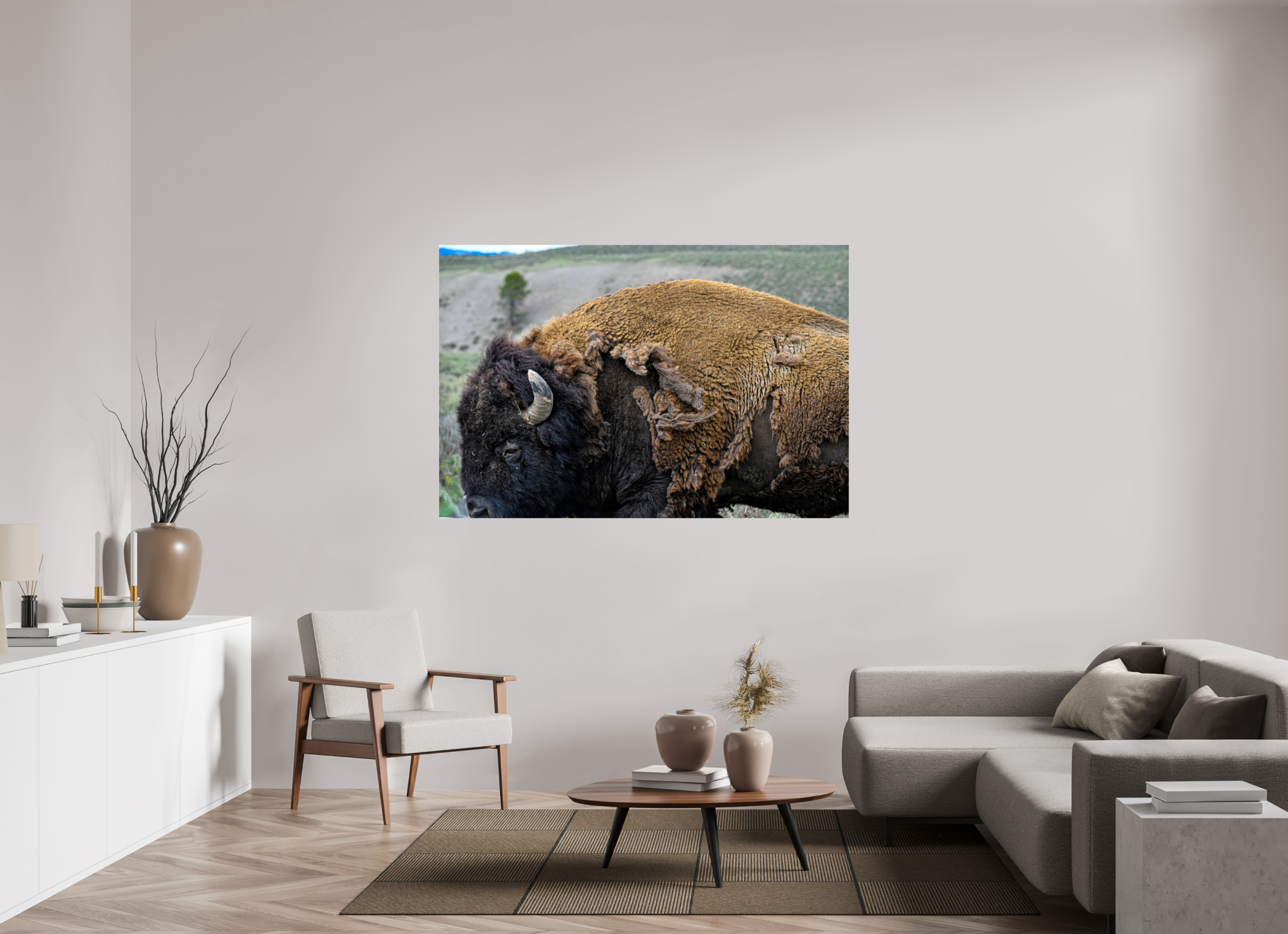 66 x 44″, PHOTO PAPER Bison side profile