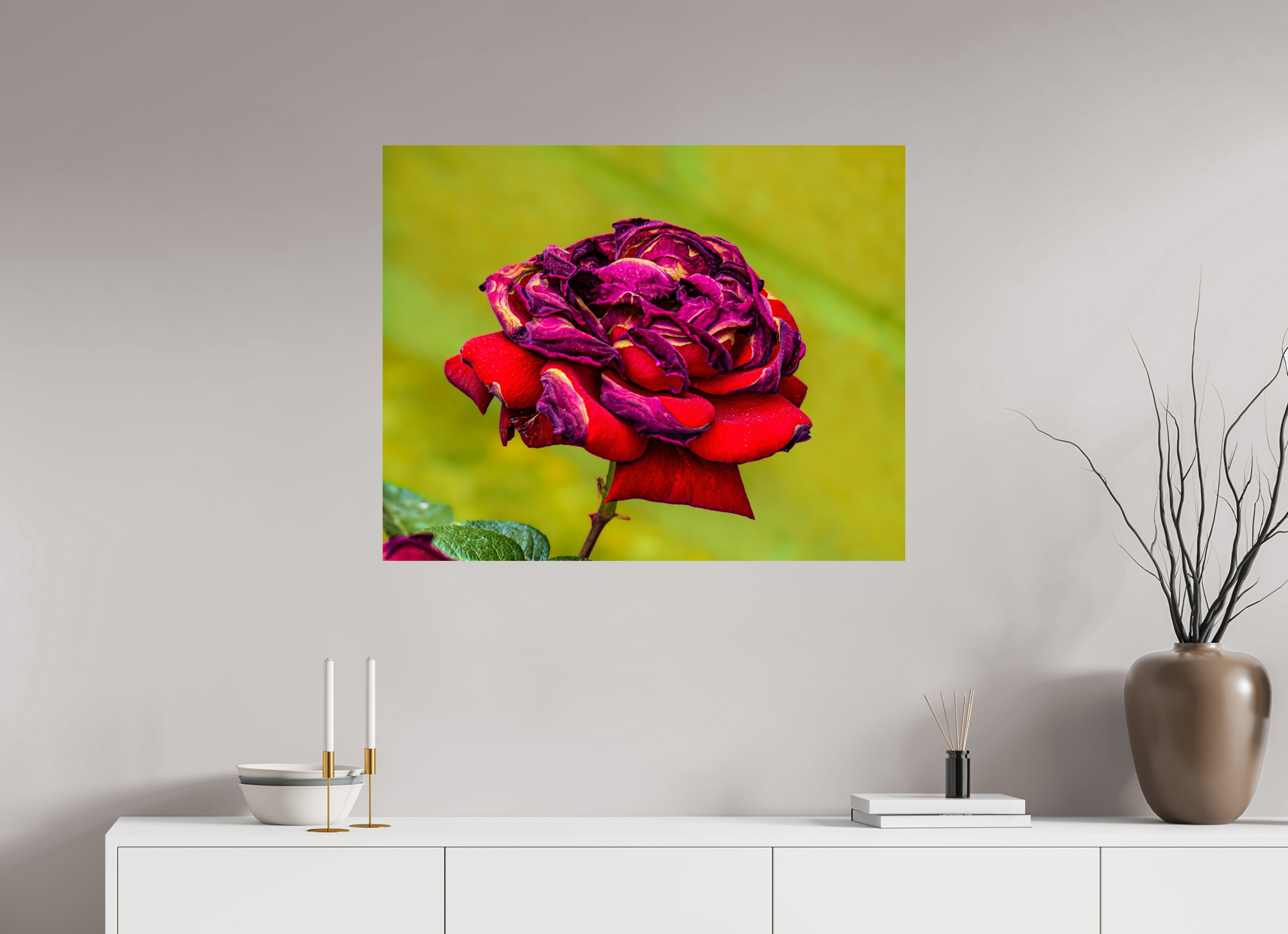 35.2 x 28″, METAL Red Rose