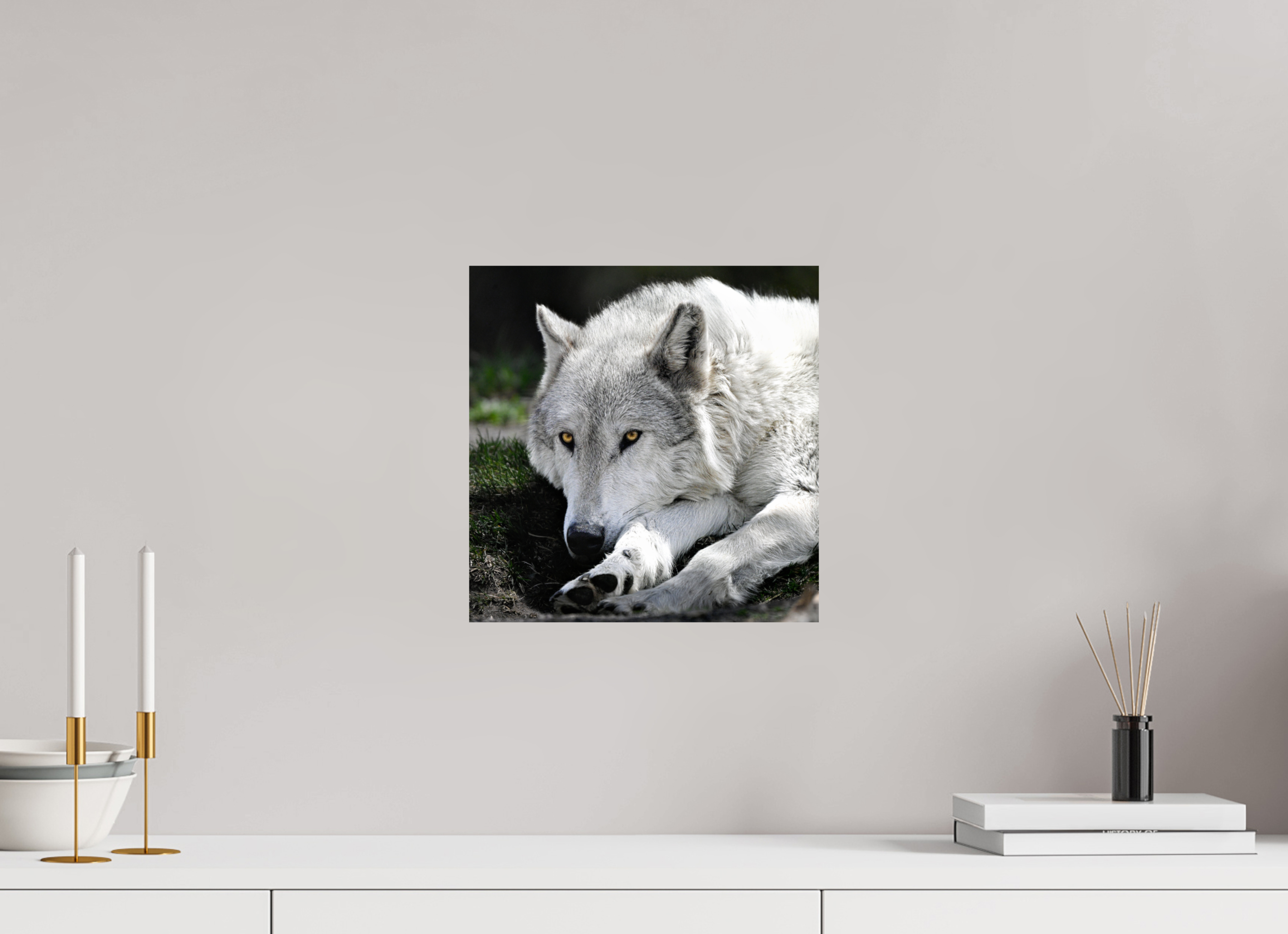 12 x 12.2″, METAL Wolf With Yellow Eyes