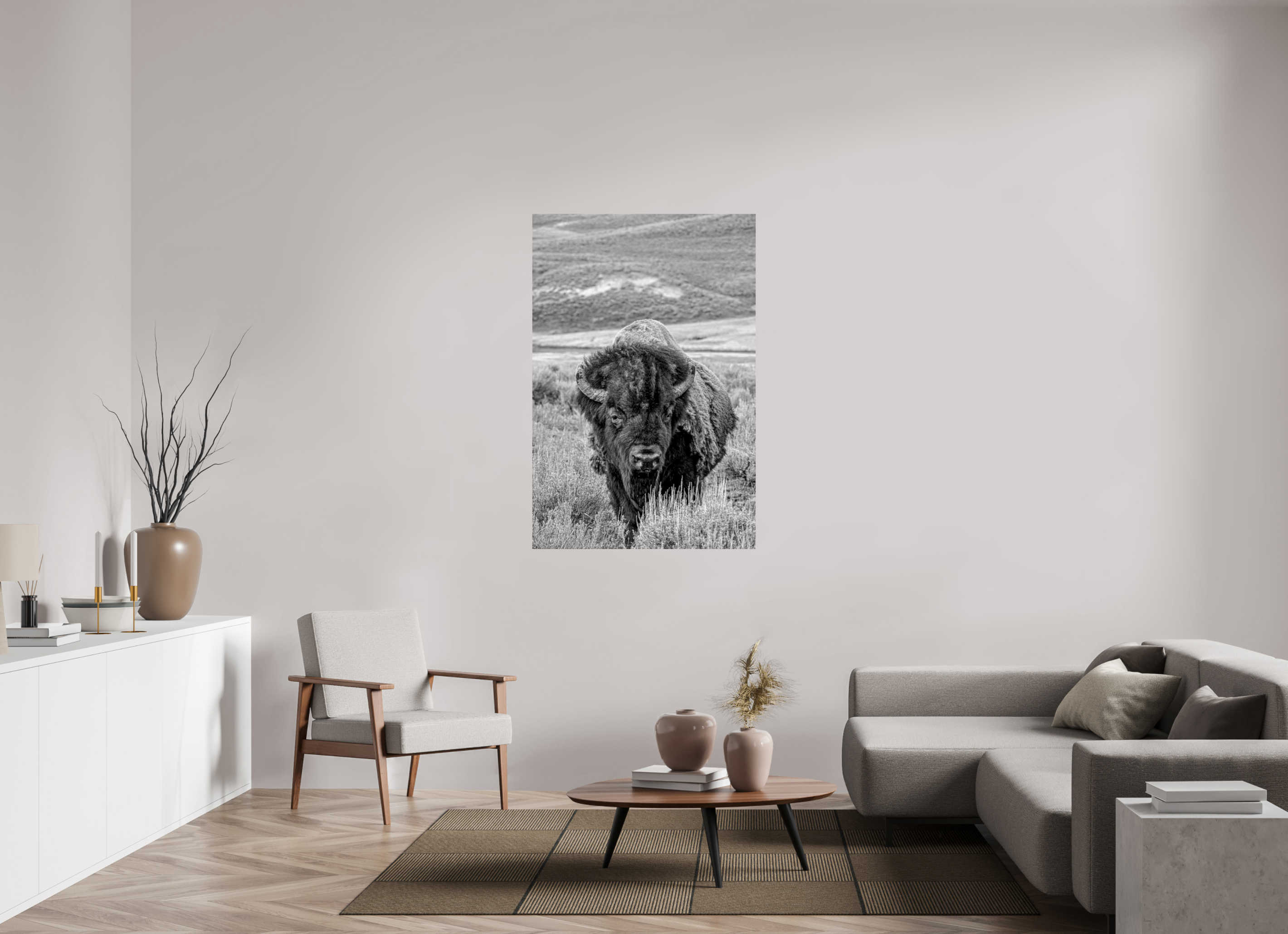 36 x 54″, PHOTO PAPER Monochrome Bison