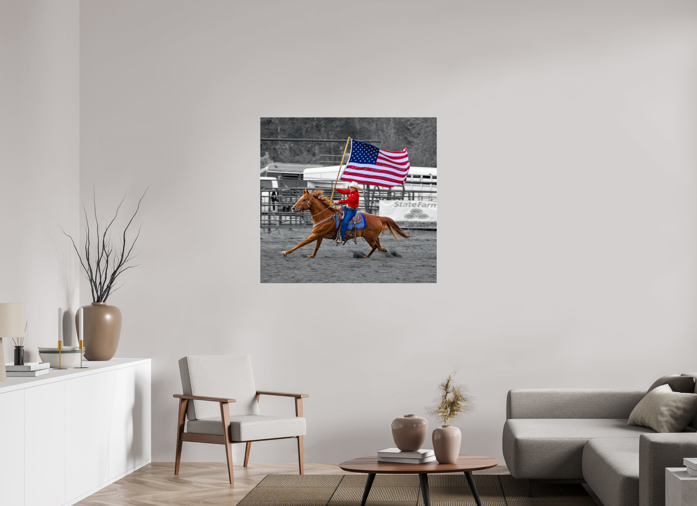 41.5 x 39″, ACRYLIC America 250 Flag Rider 13