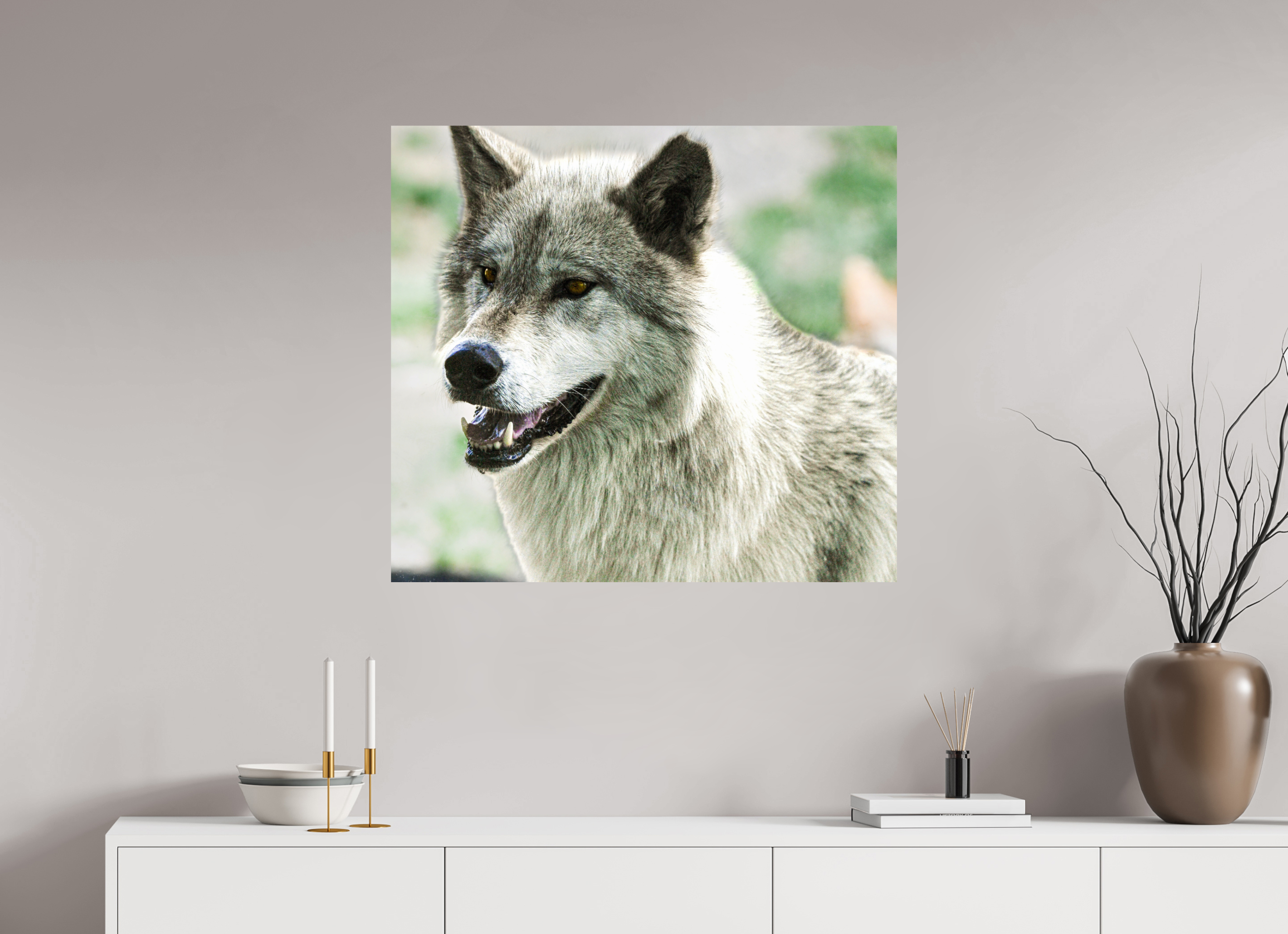34.3 x 31″, PHOTO PAPER Wolf Portrait