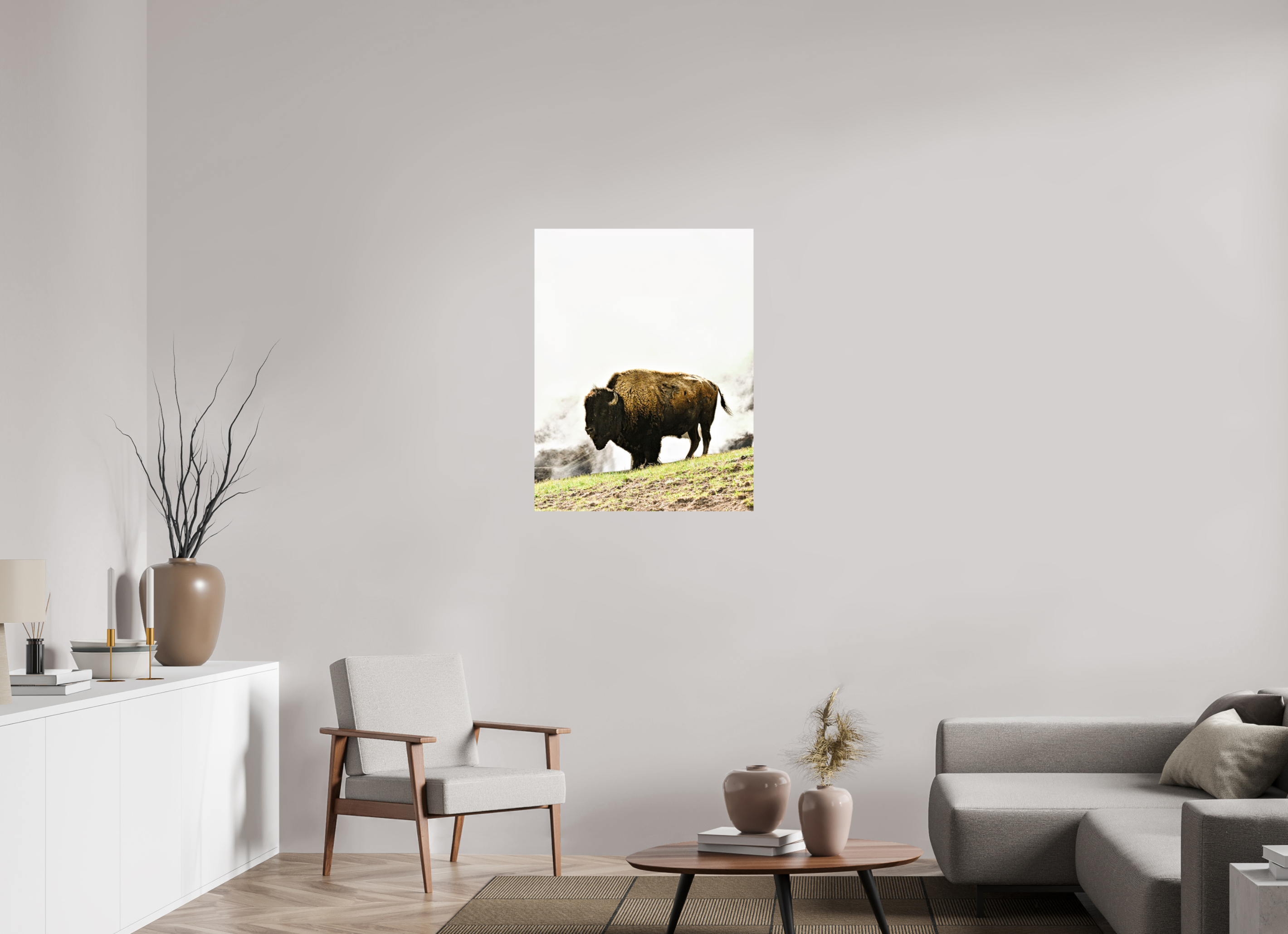 28 x 36.1″, PHOTO PAPER Bison with Steam