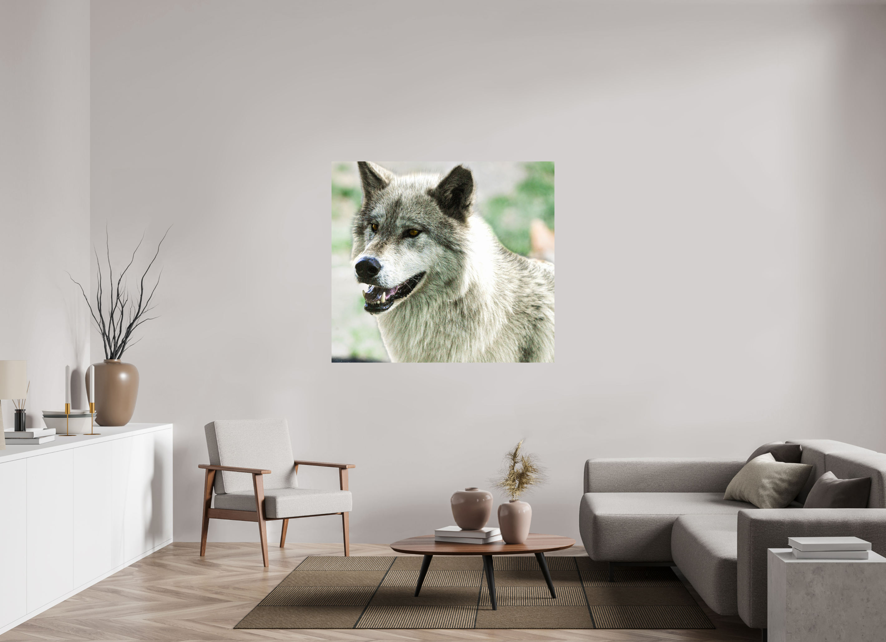 52 x 47″, METAL Wolf Portrait