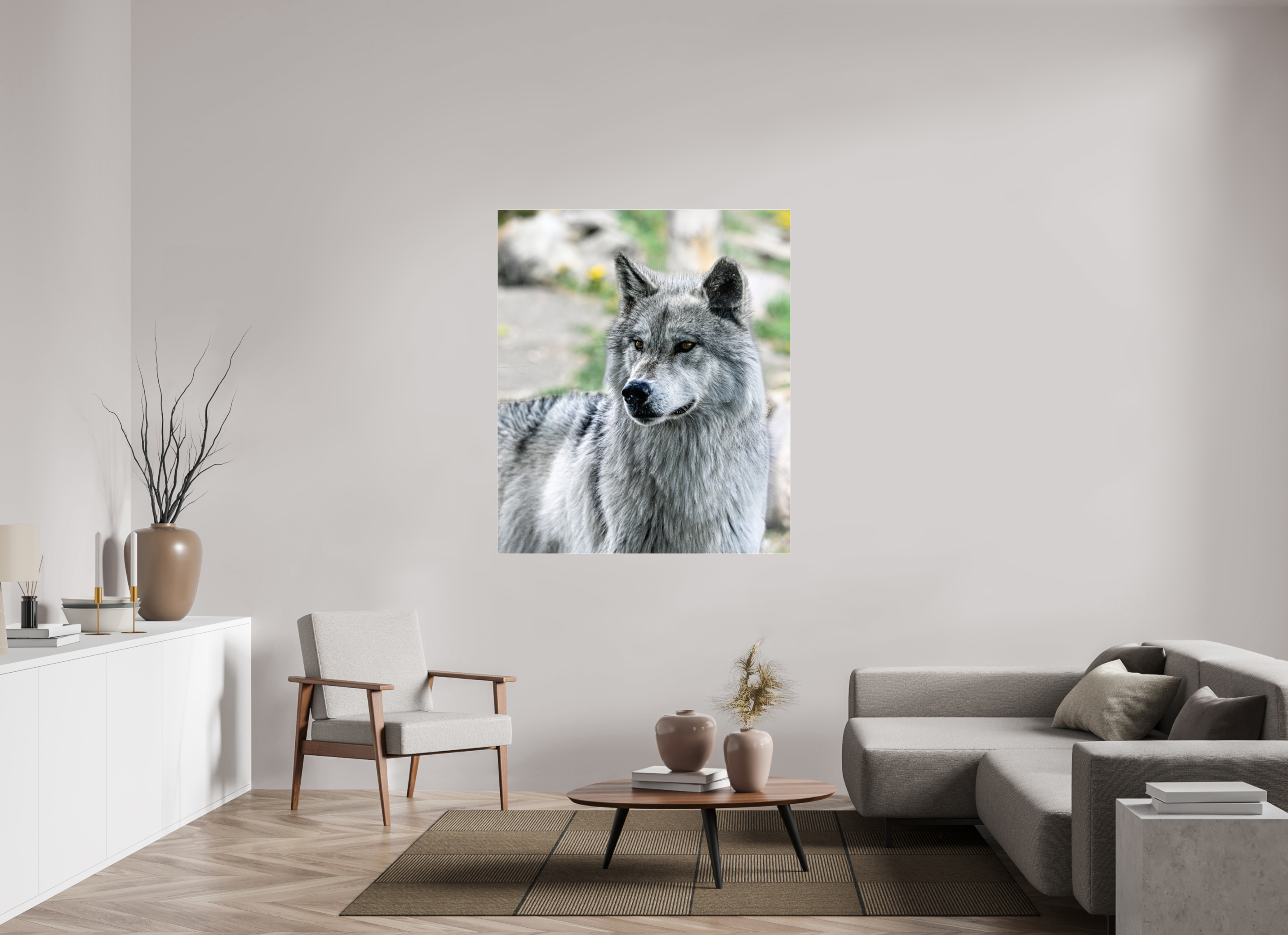 47 x 55.2″, ACRYLIC Wolf Portrait