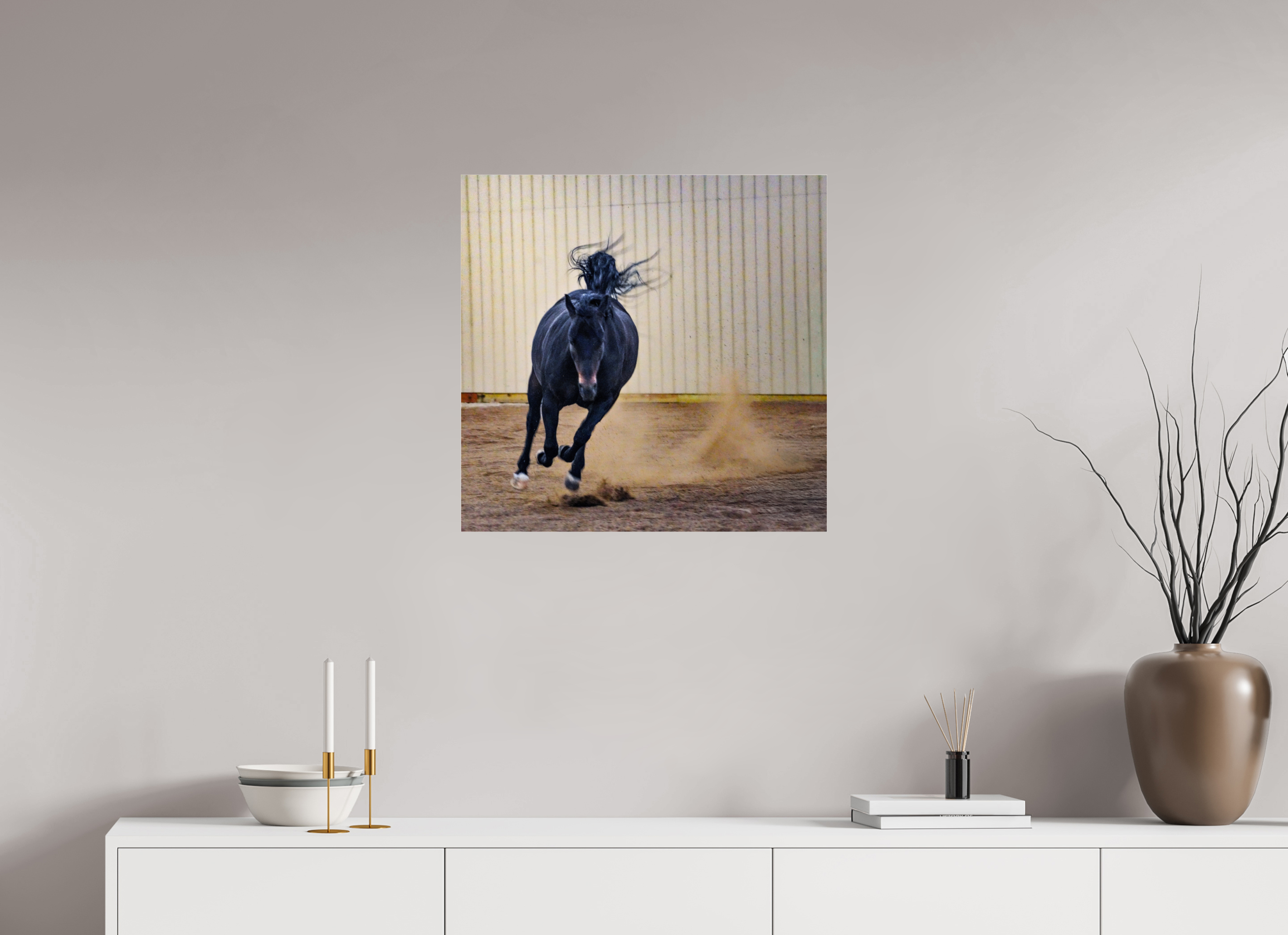 24.6 x 24″, ACRYLIC Bella Kicking Up Dust