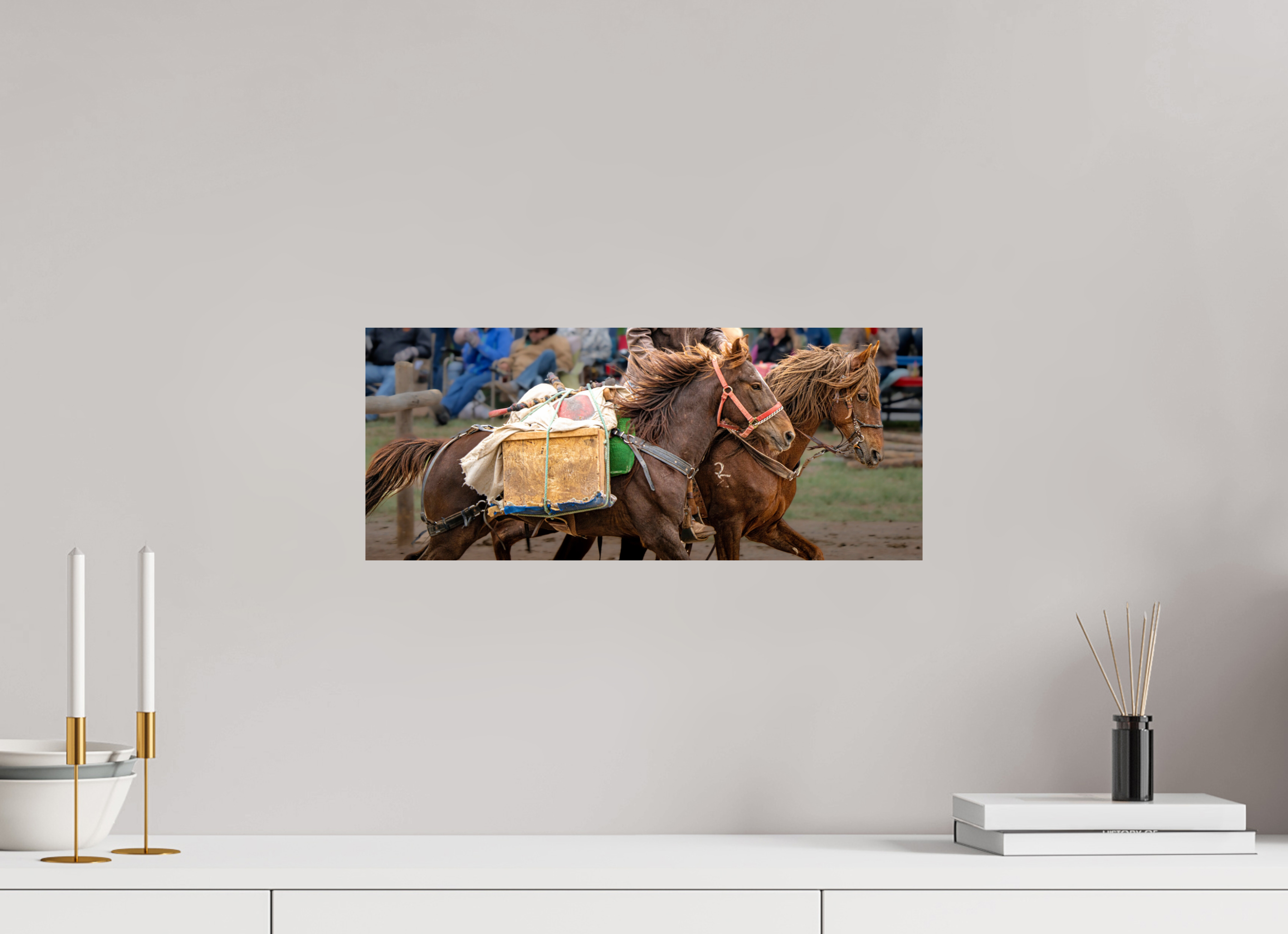 19.1 x 8″, METAL Pack Horses in Action