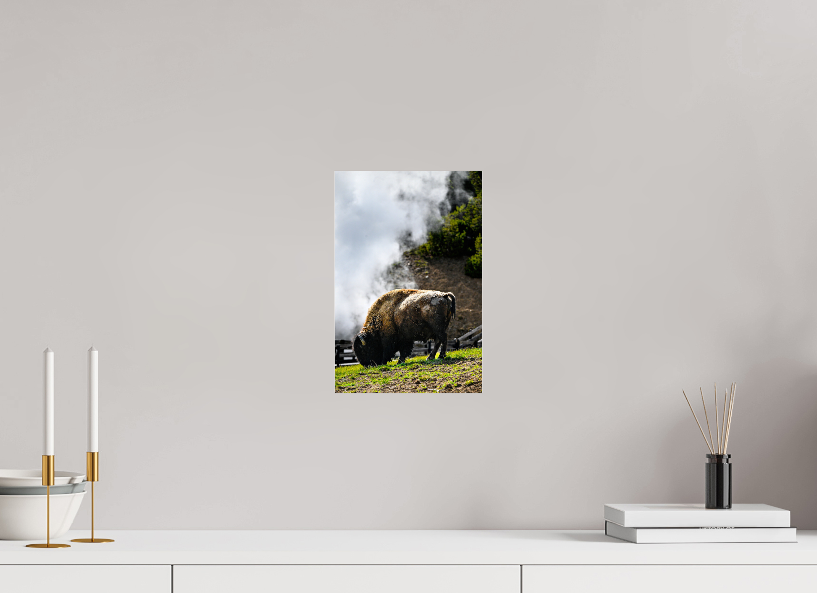 8 x 12″, ACRYLIC Bison Grazing