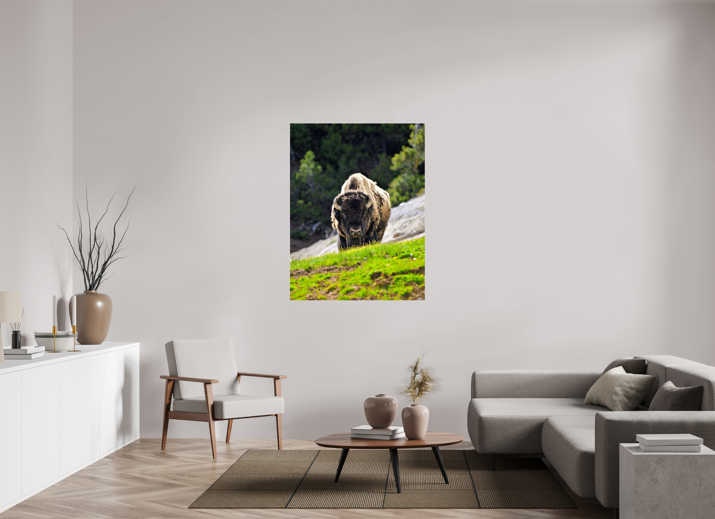 39 x 51.2″, ACRYLIC Bison Portrait