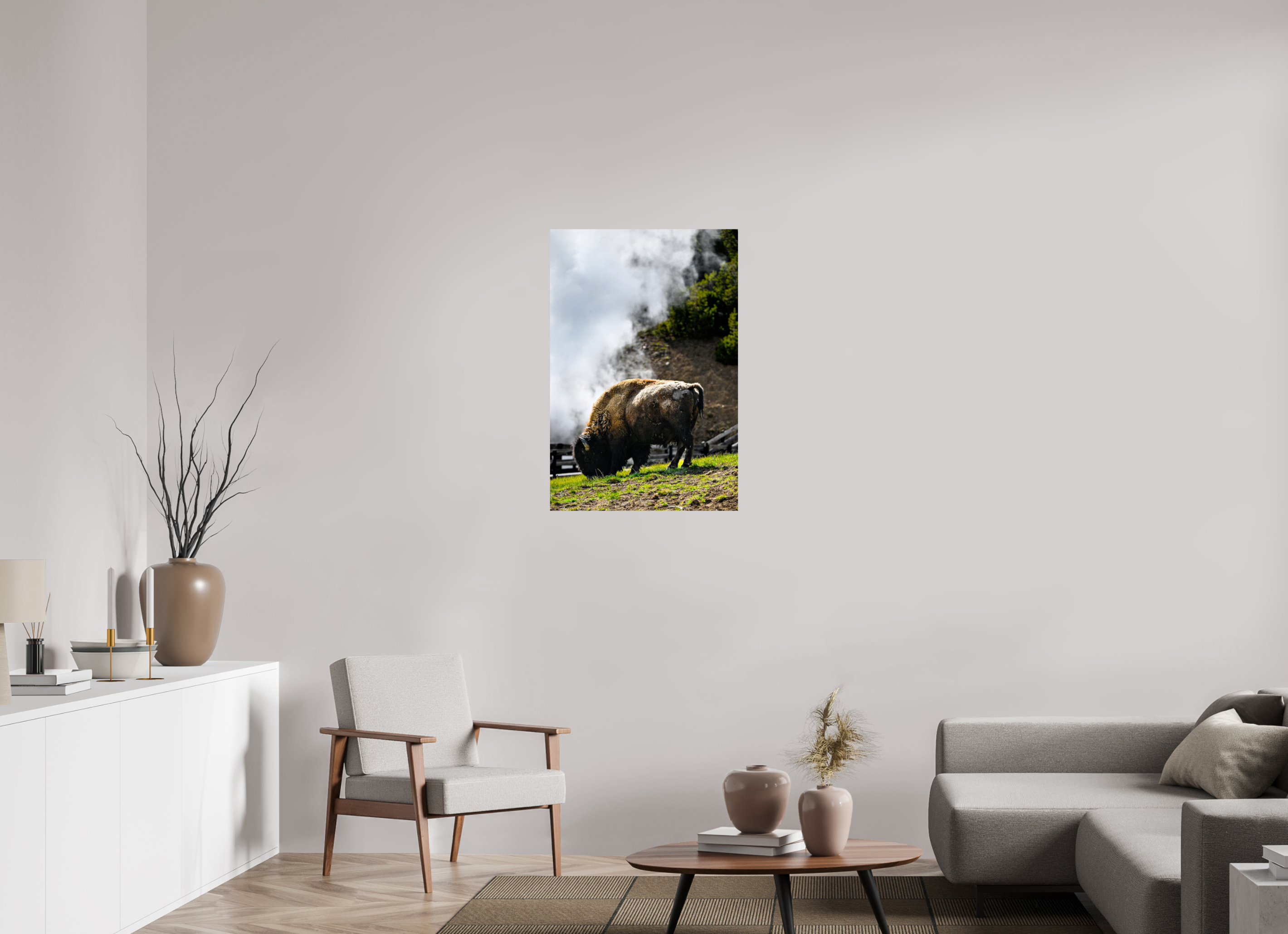 24 x 36″, PHOTO PAPER Bison Grazing