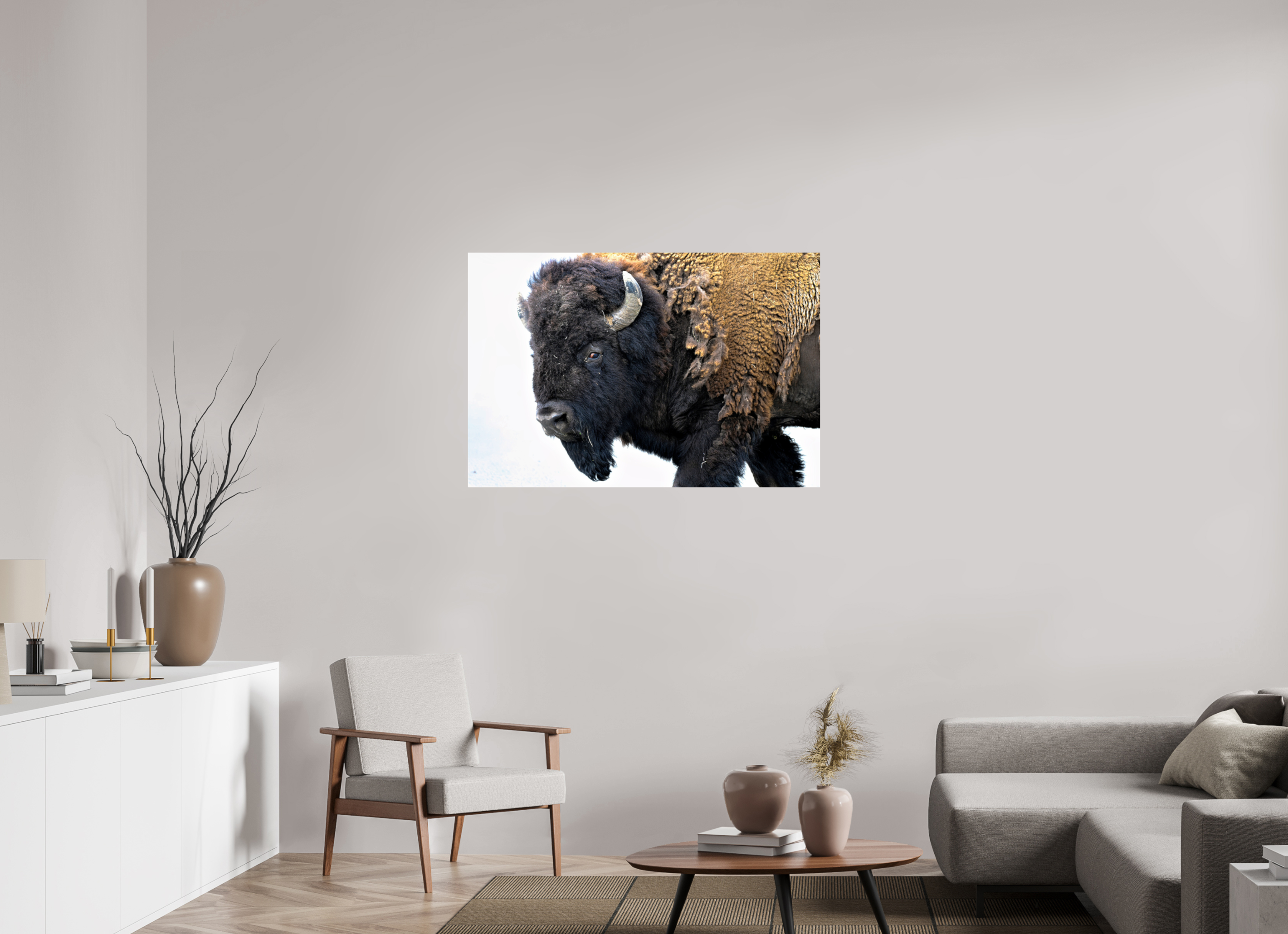 45 x 30″, PHOTO PAPER Bison Side eye