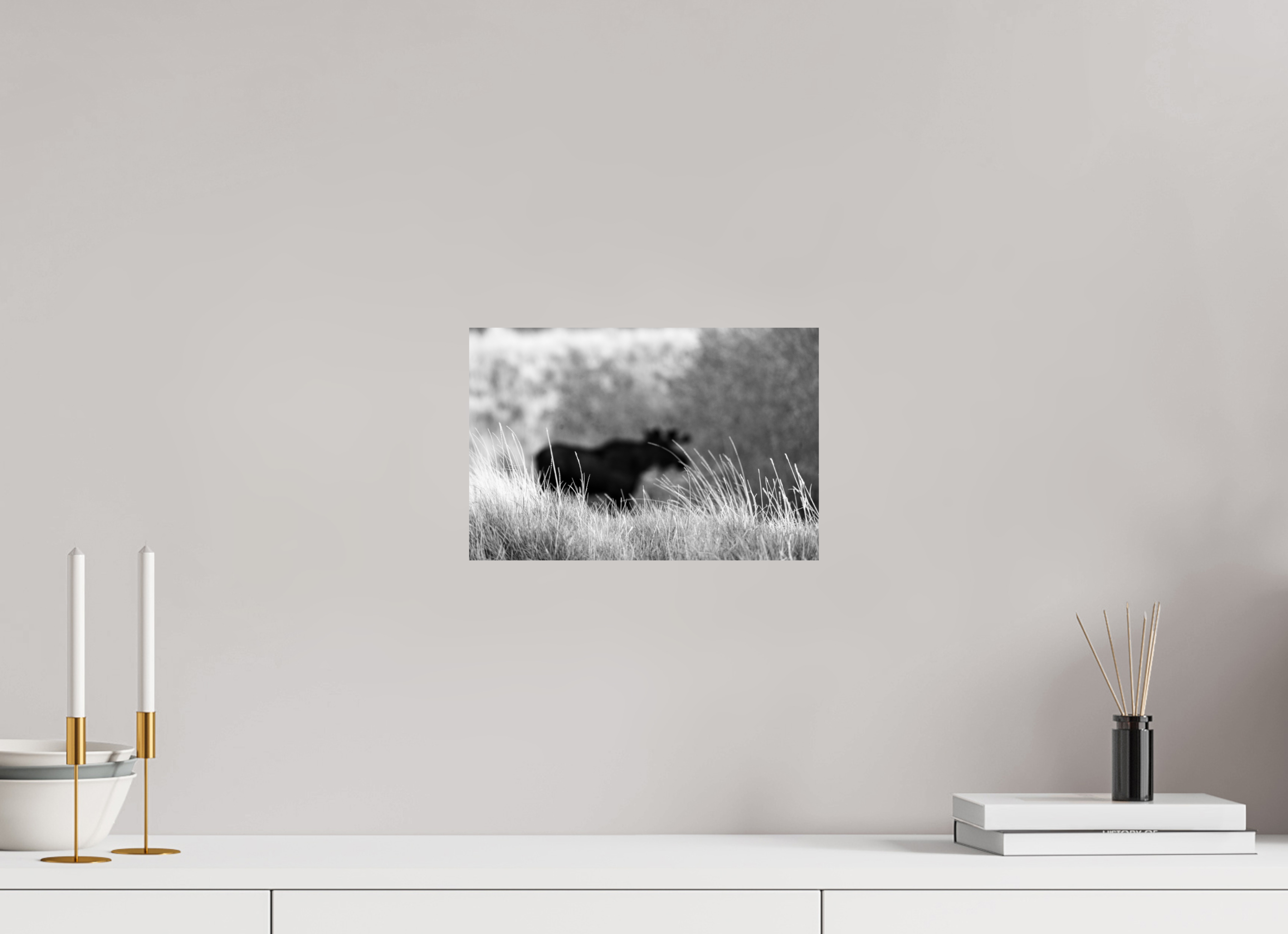 12 x 8″, METAL Monochrome Bull Moose