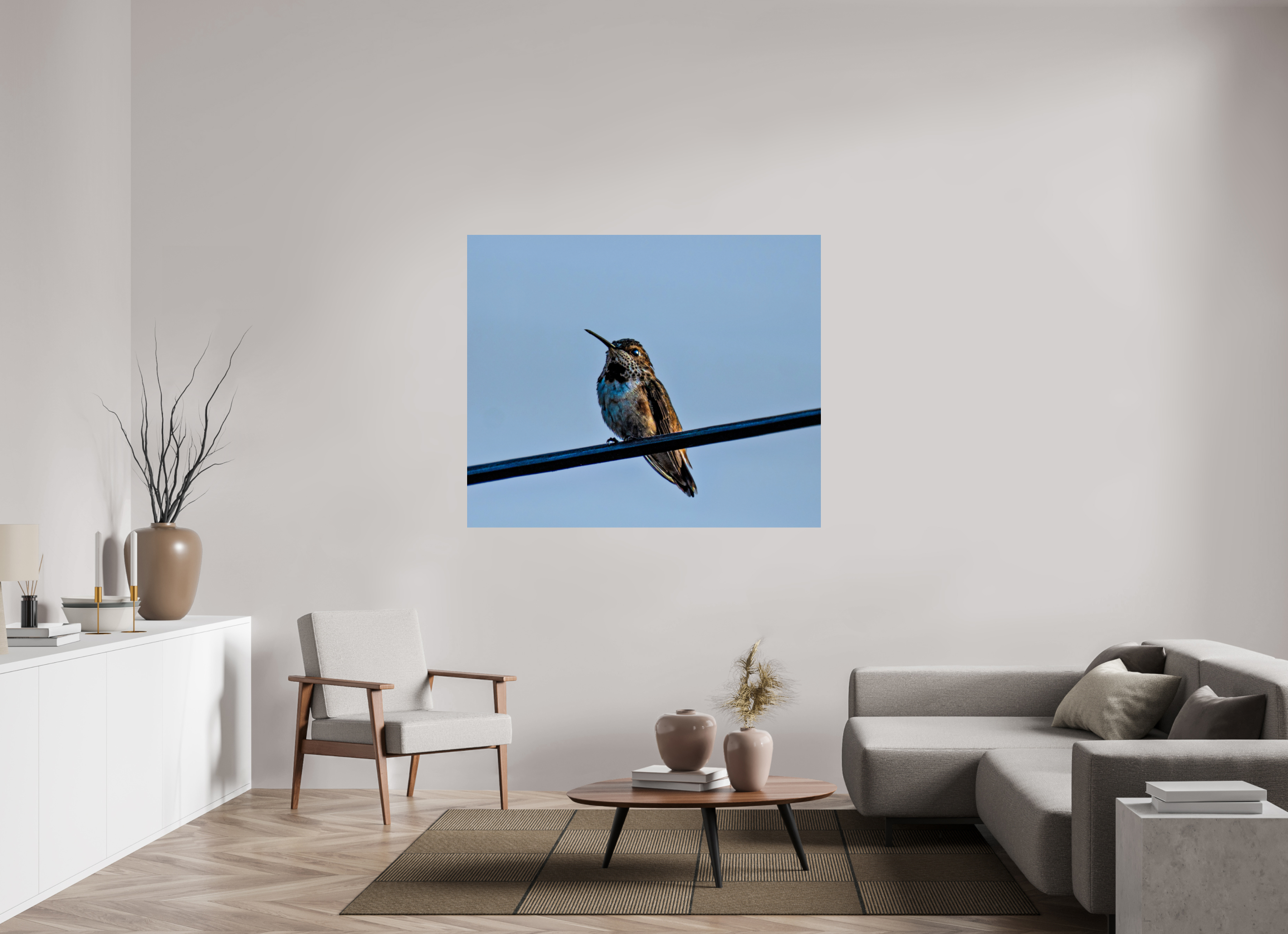 56.8 x 47″, METAL Hummingbird