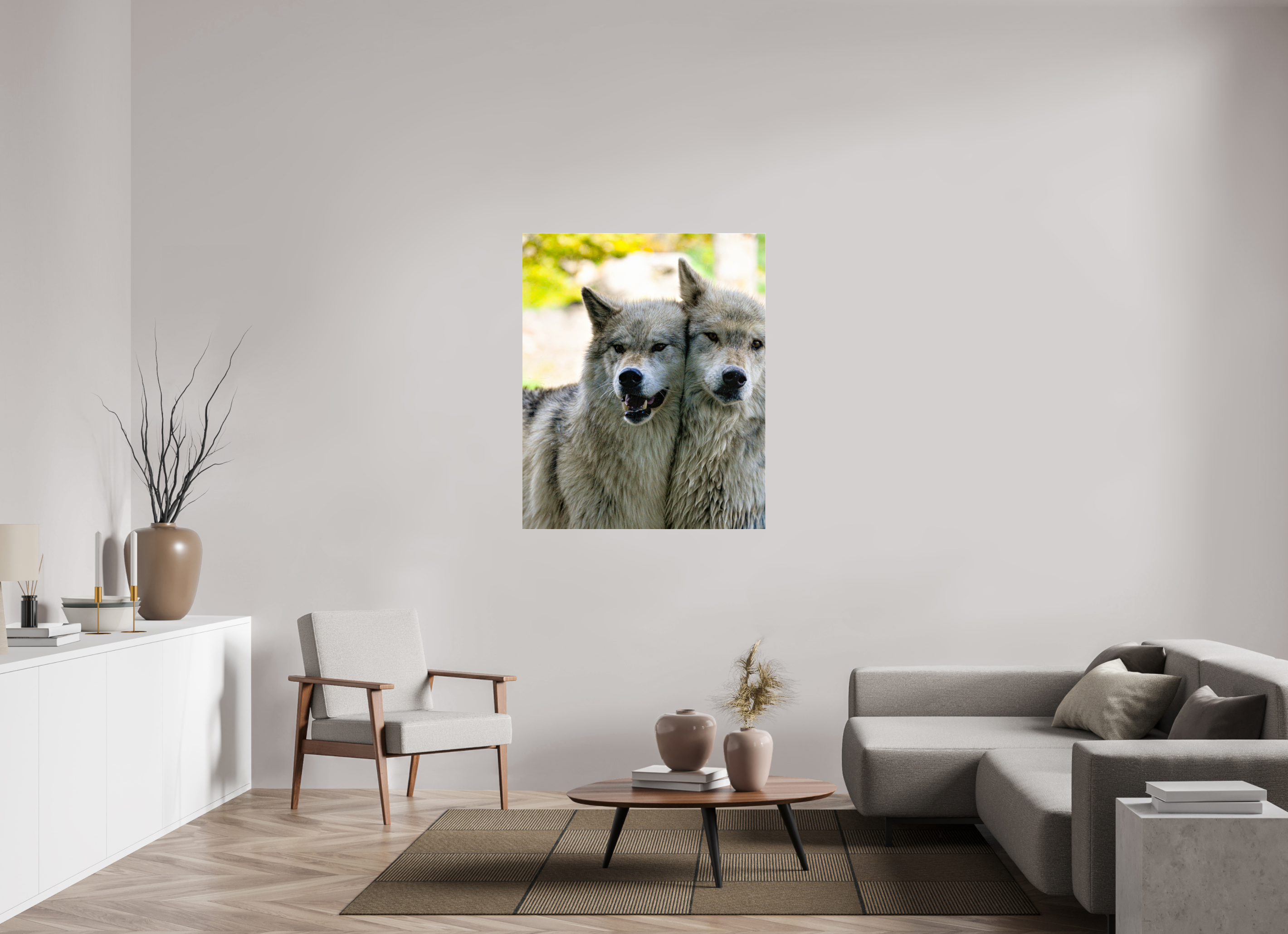 39 x 47.5″, ACRYLIC Wolf Friends
