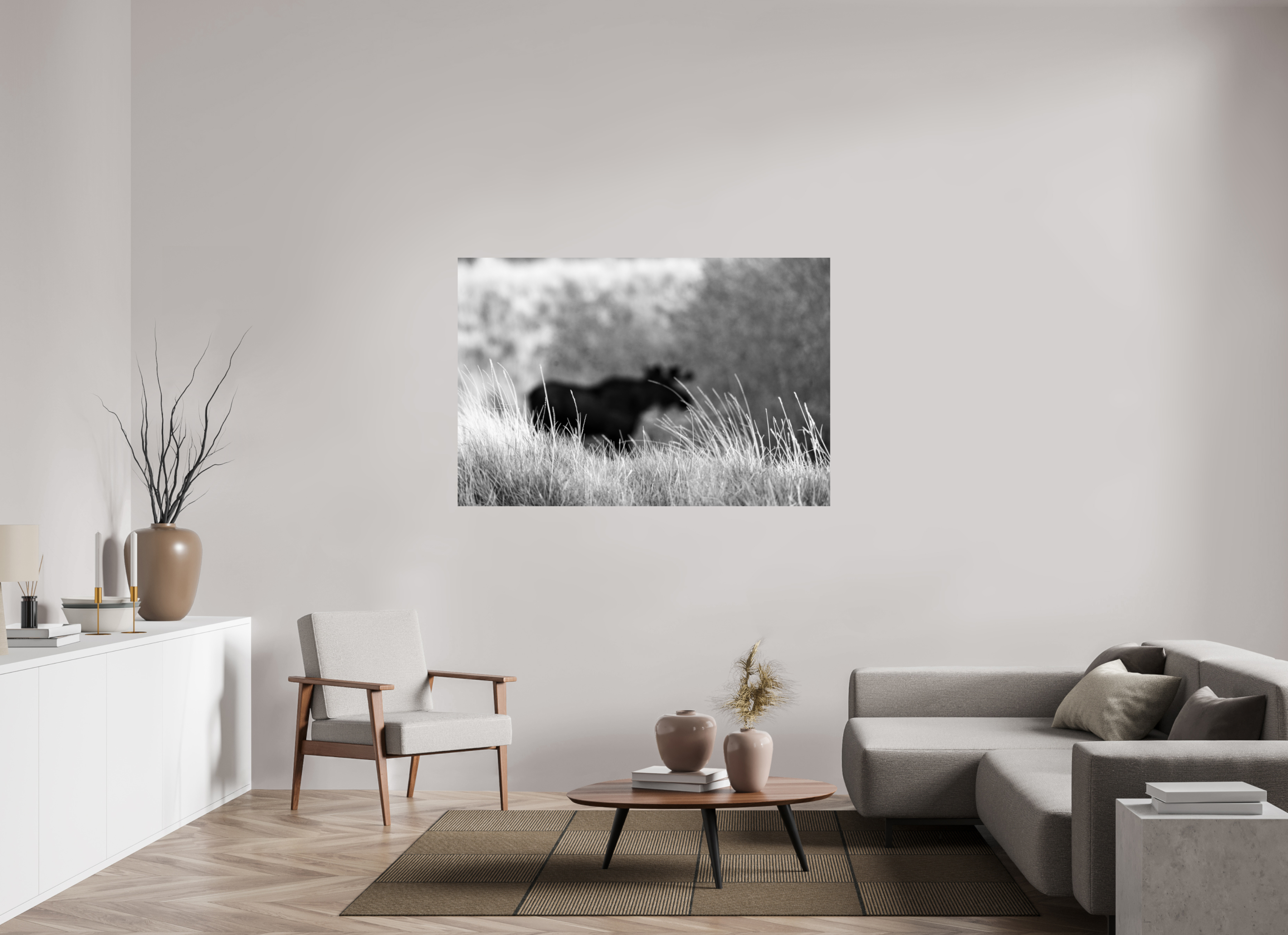 60 x 40″, PHOTO PAPER Monochrome Bull Moose