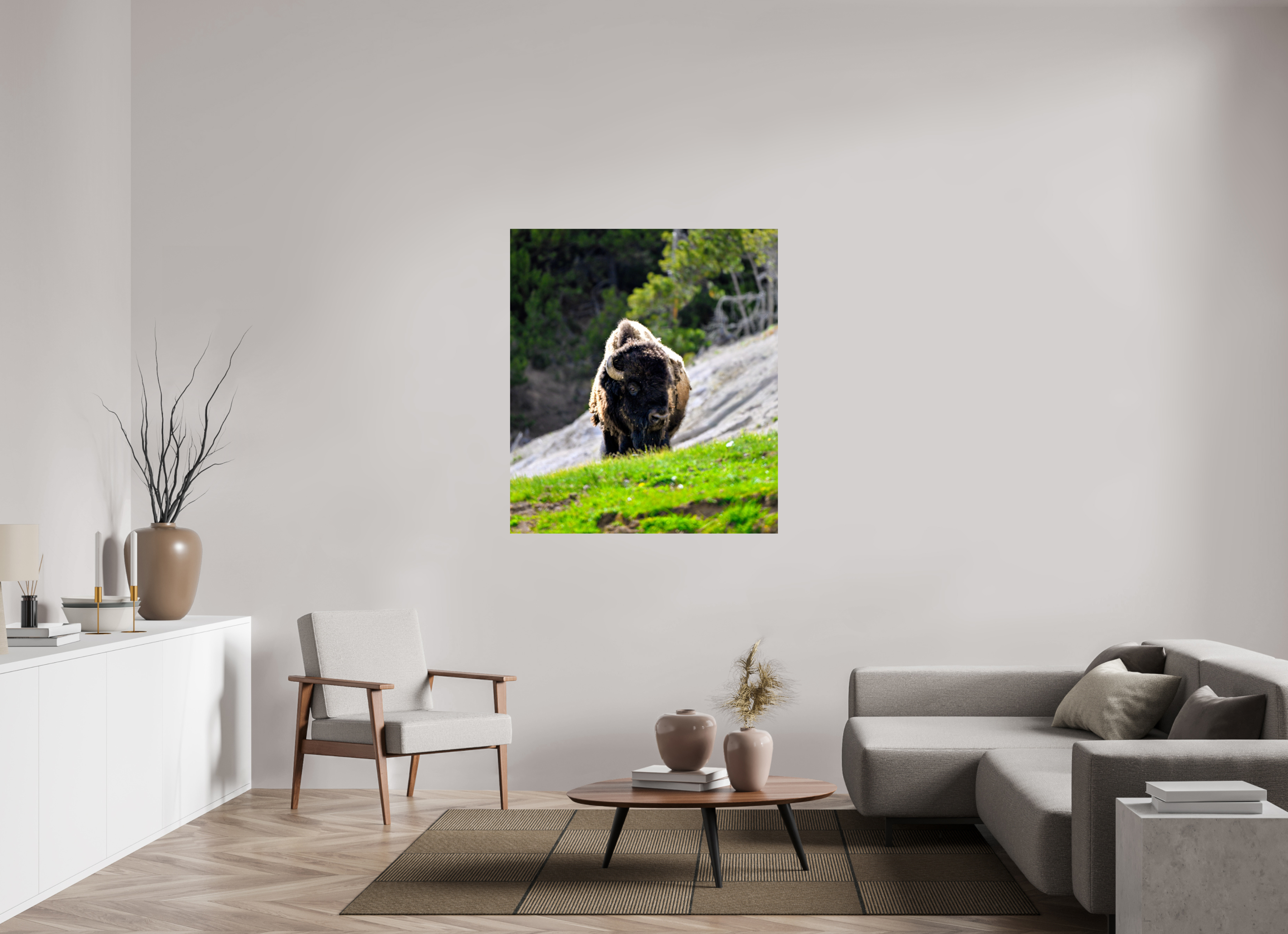 43 x 48.9″, METAL Bison Portrait