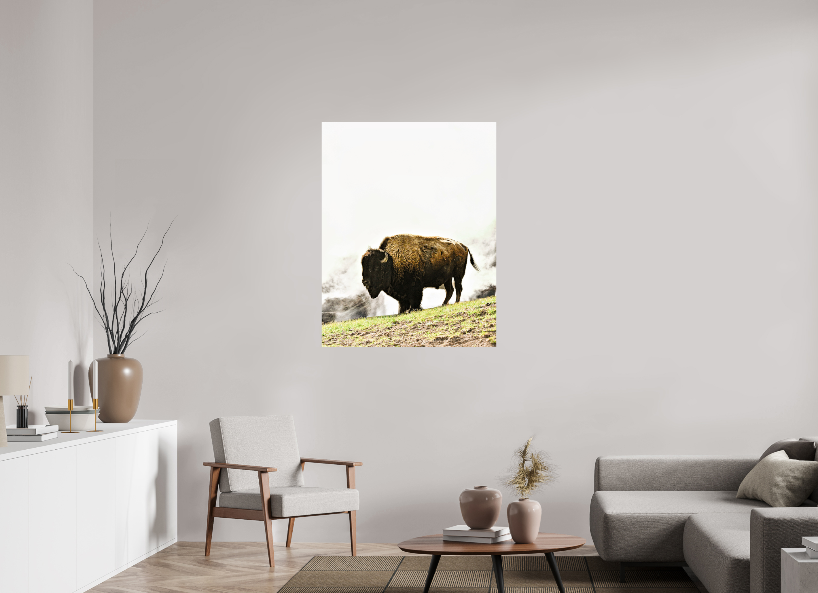 35 x 45.1″, METAL Bison with Steam