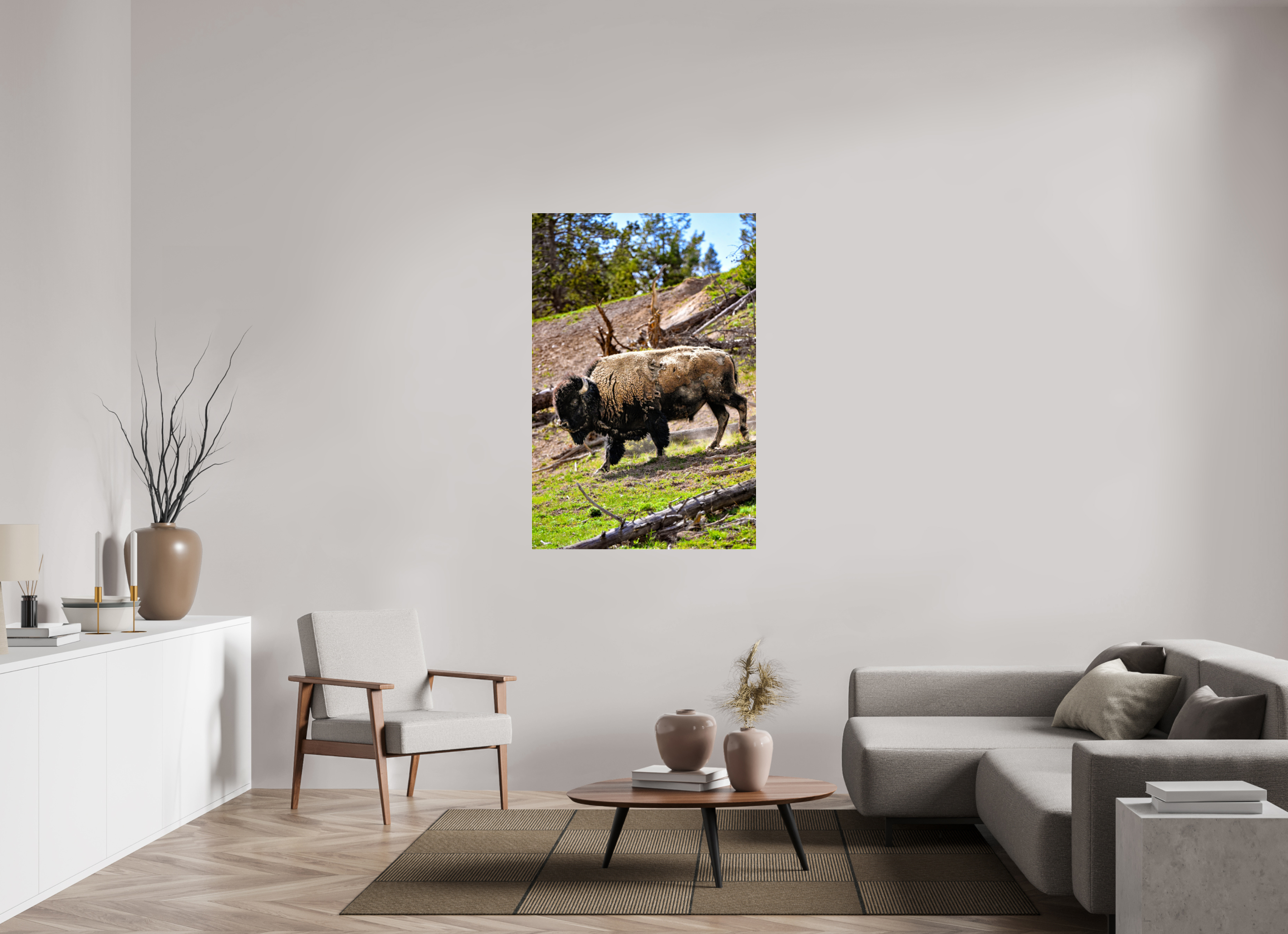 36 x 54″, ACRYLIC Bison Walking