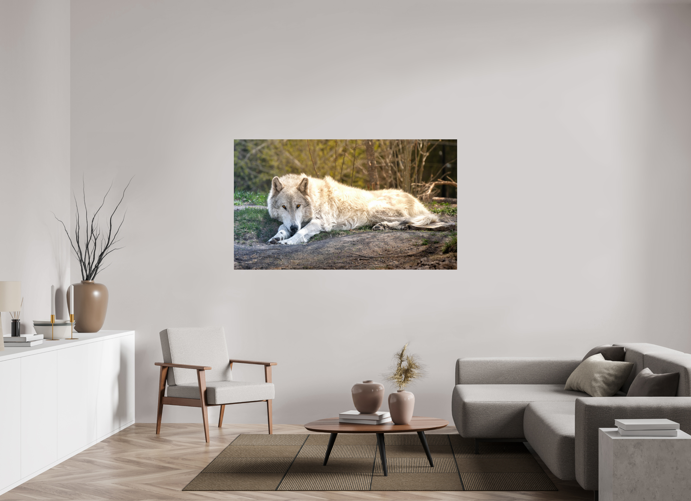 66.8 x 39″, METAL Wolf Laying Down