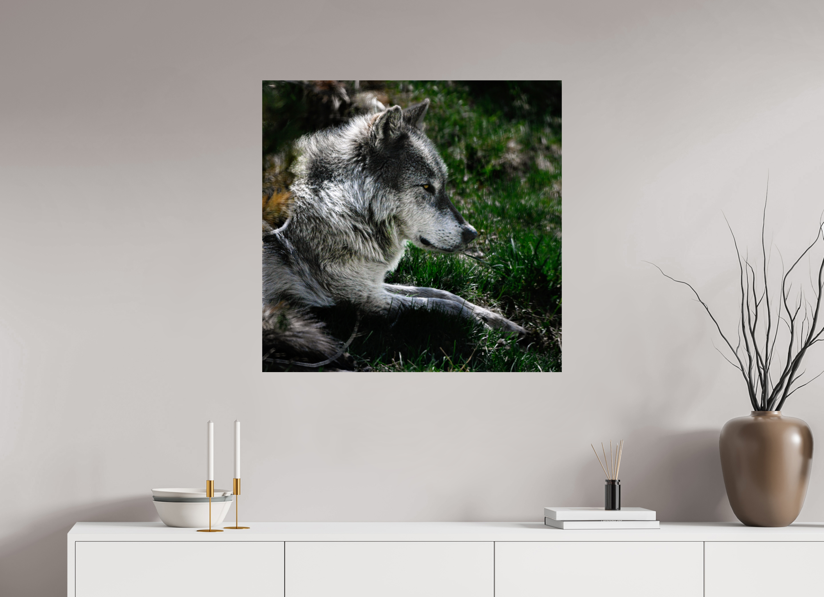 31.8 x 31″, PHOTO PAPER Wolf Side Profile