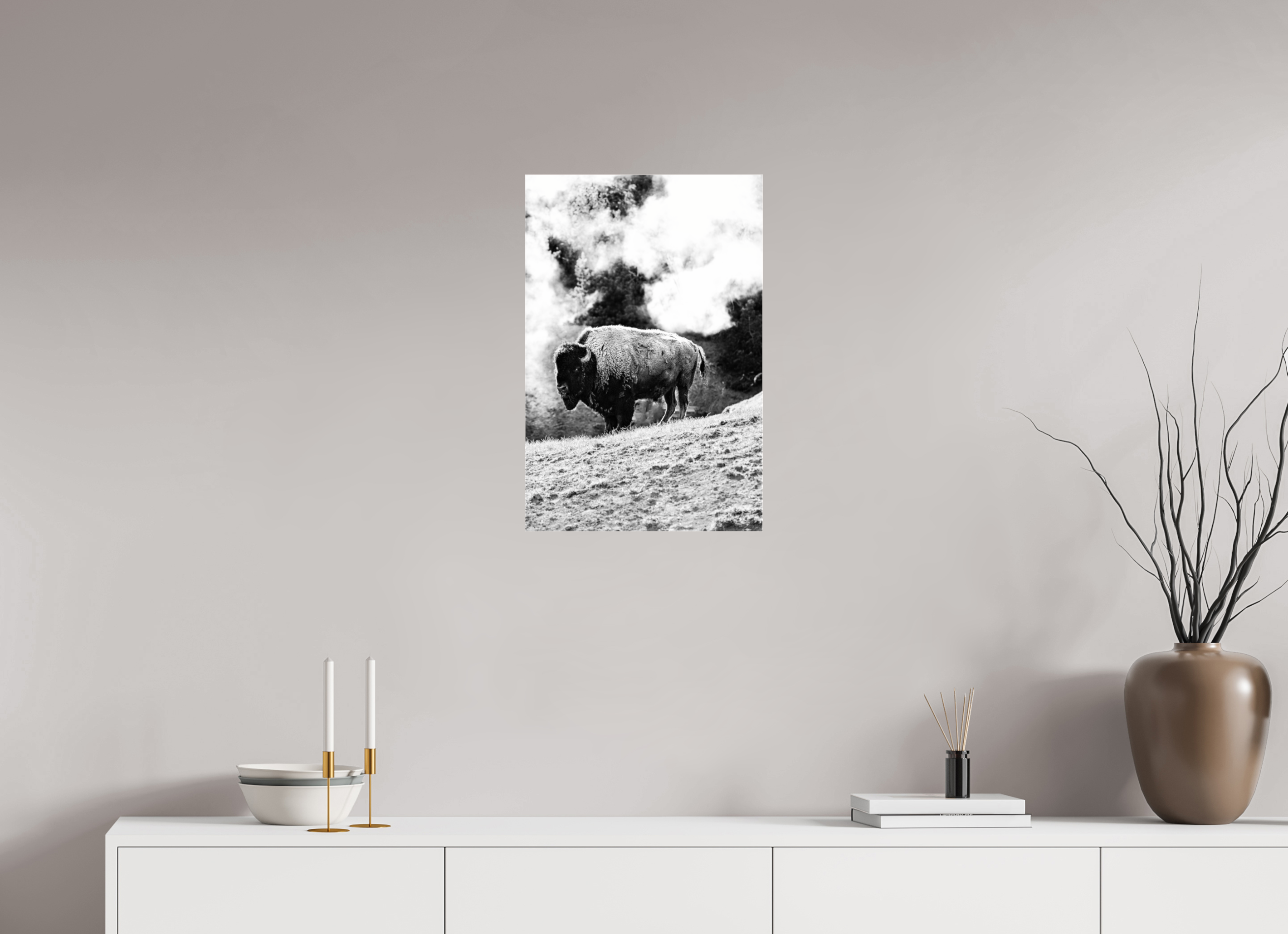 16 x 24″, ACRYLIC Monochrome Bison