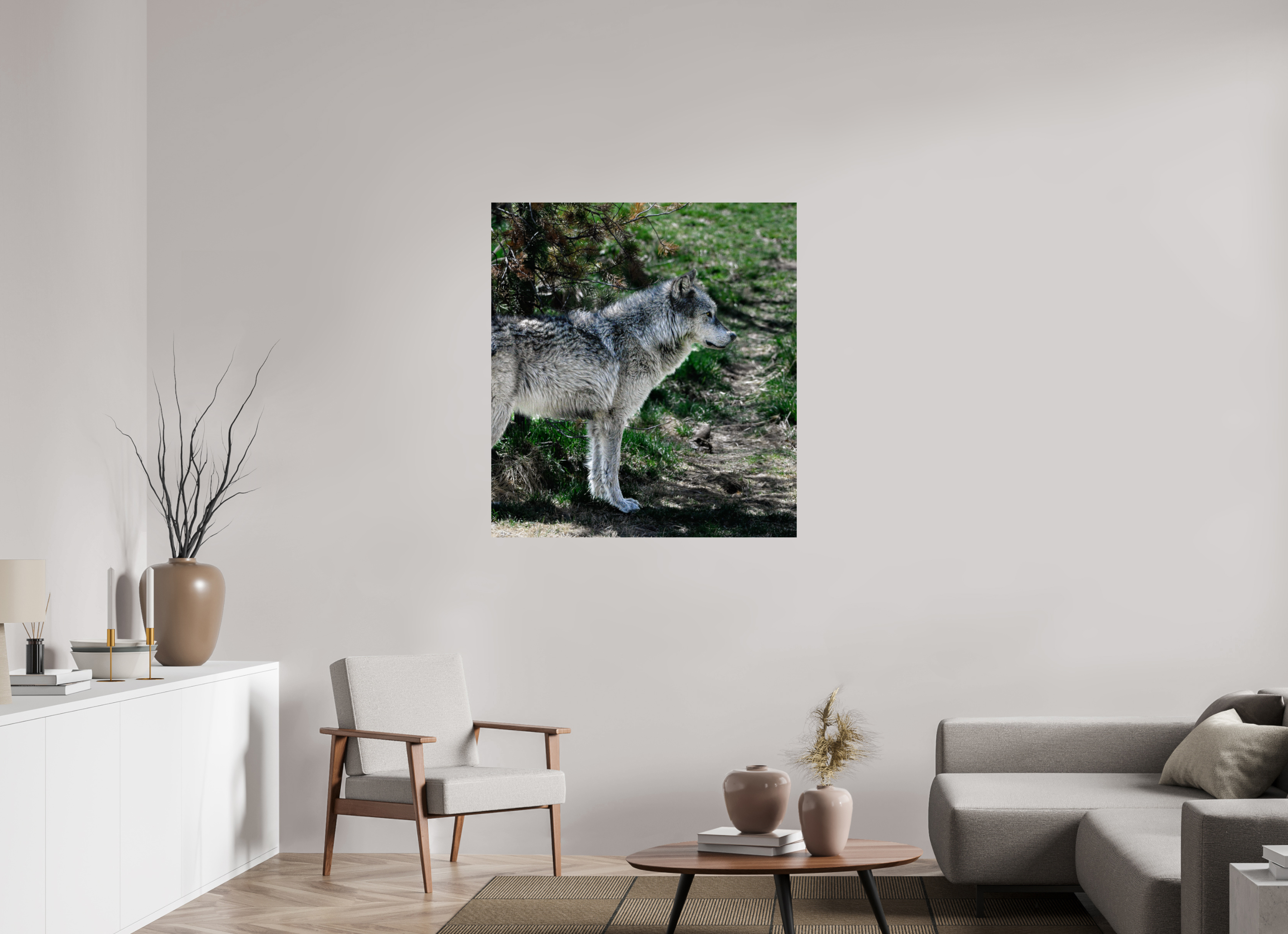 39 x 42.8″, PHOTO PAPER Wolf Standing