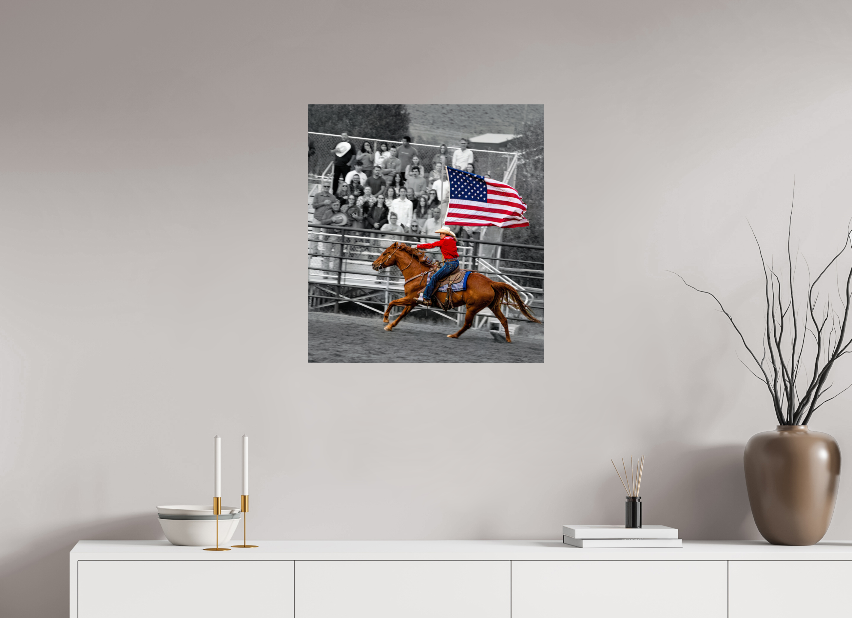 24 x 26.3″, ACRYLIC America 250 Flag Rider 1