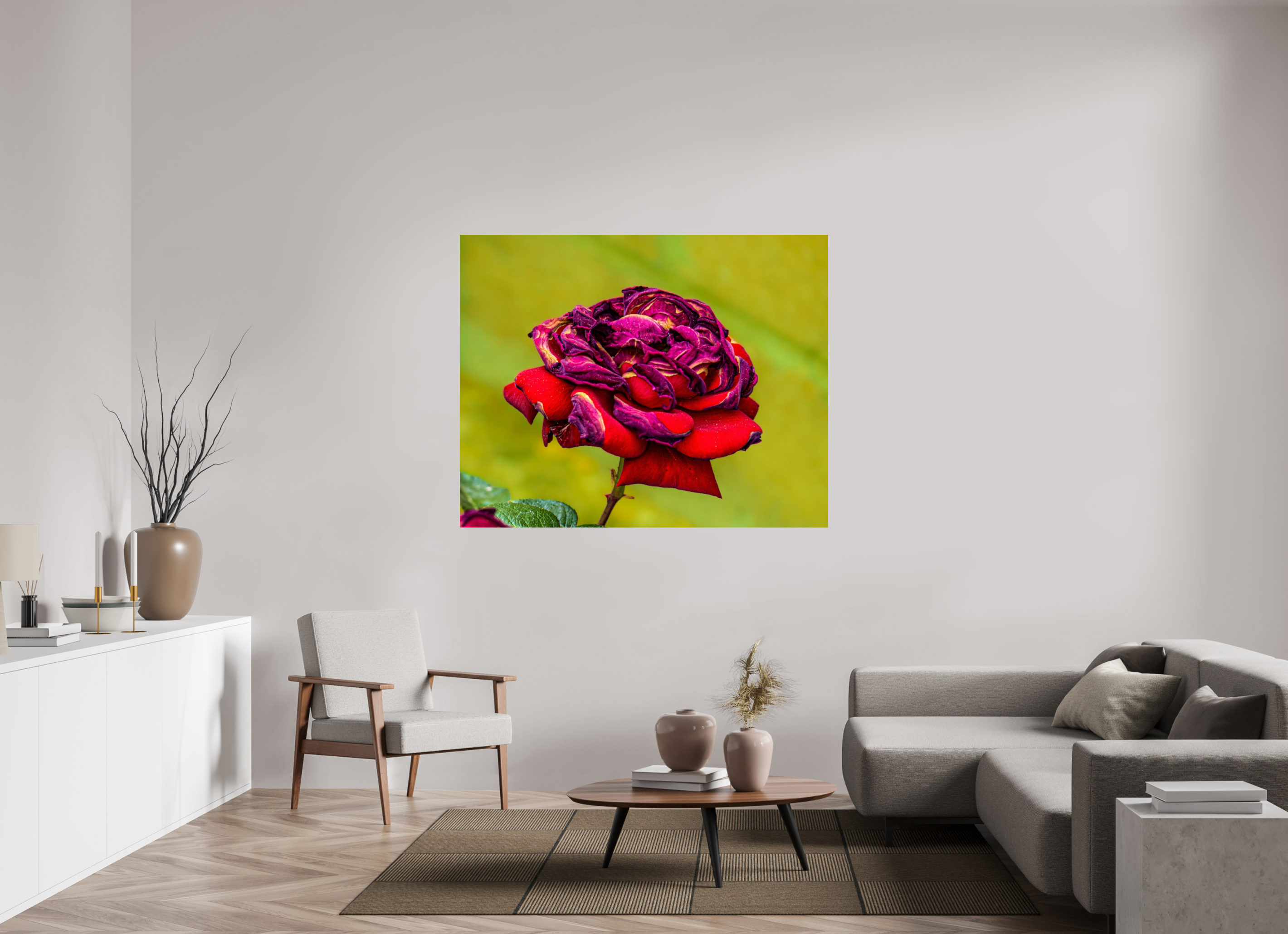 59.1 x 47″, METAL Red Rose