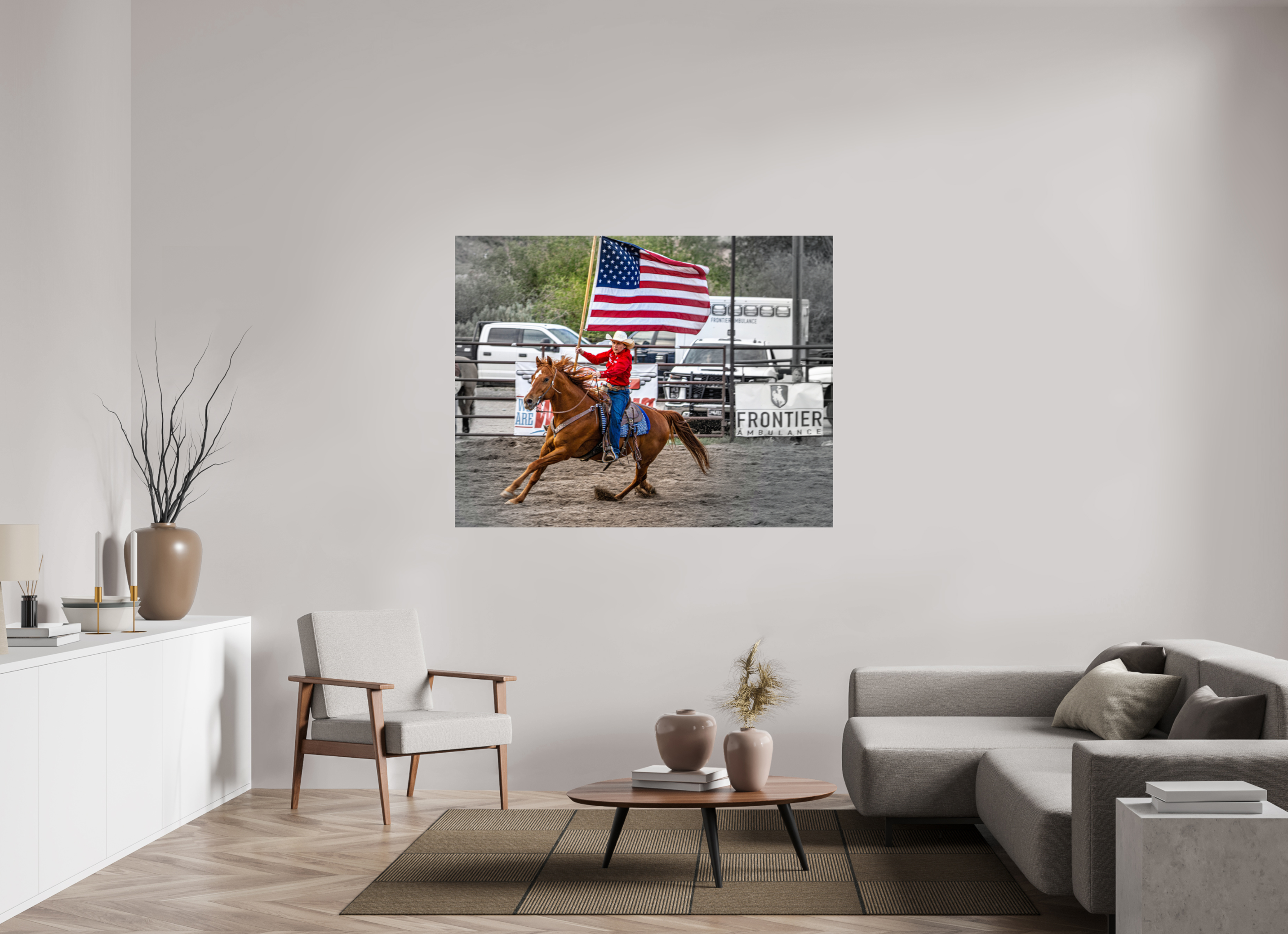 60.9 x 47″, PHOTO PAPER America 250 Flag Rider 15