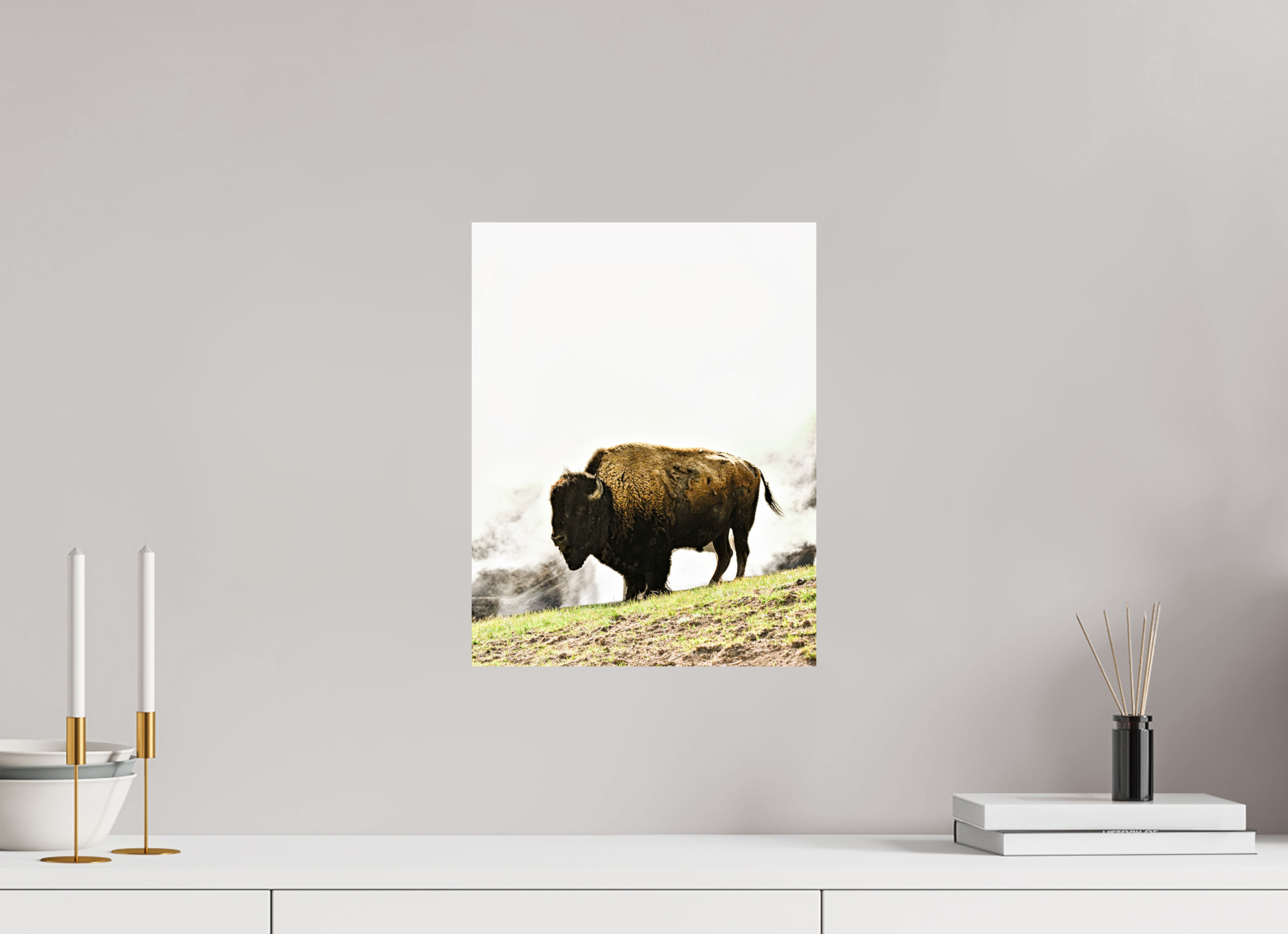 12 x 15.5″, PHOTO PAPER Bison with Steam