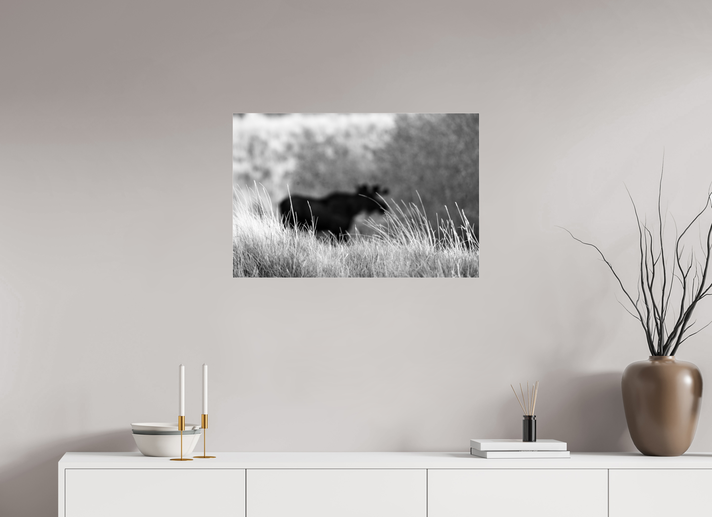 30 x 20″, ACRYLIC Monochrome Bull Moose