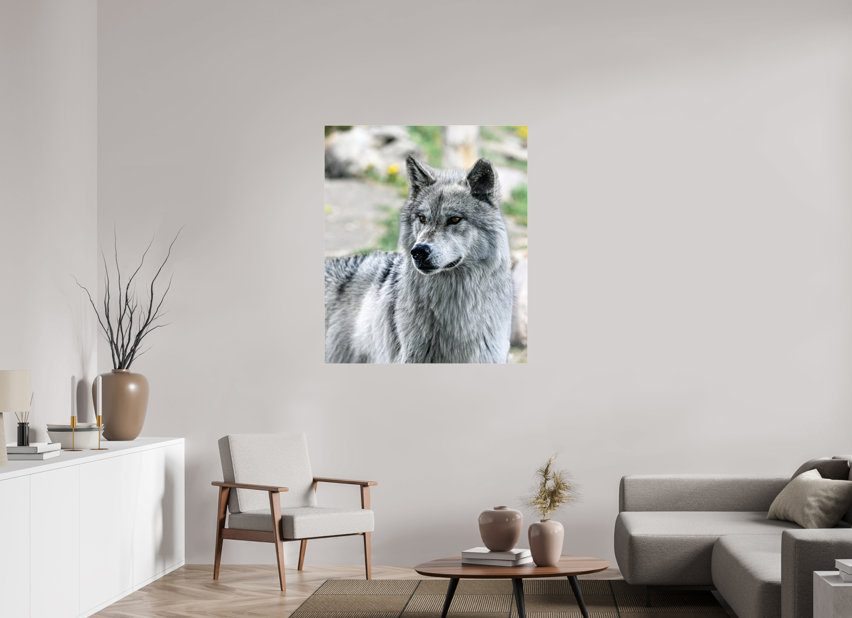39 x 45.8″, ACRYLIC Wolf Portrait