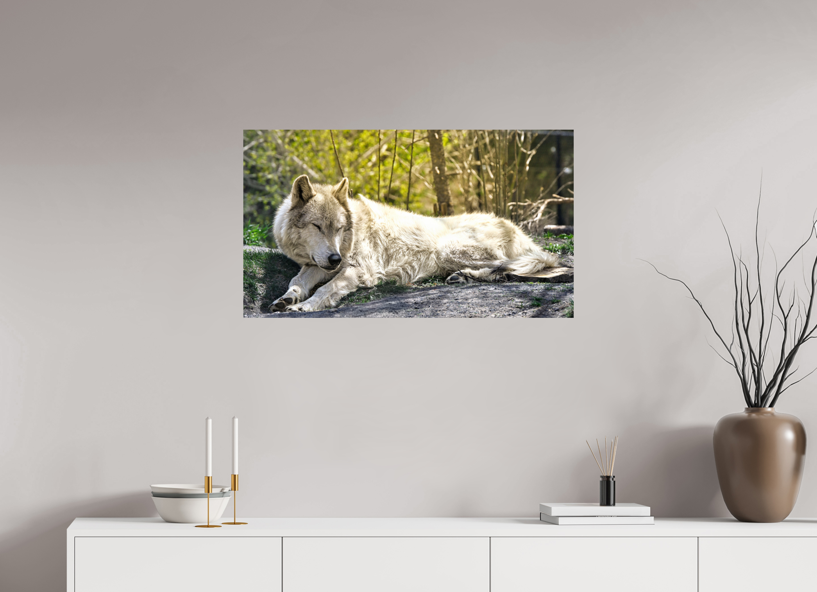 35.1 x 20″, METAL Wolf Napping