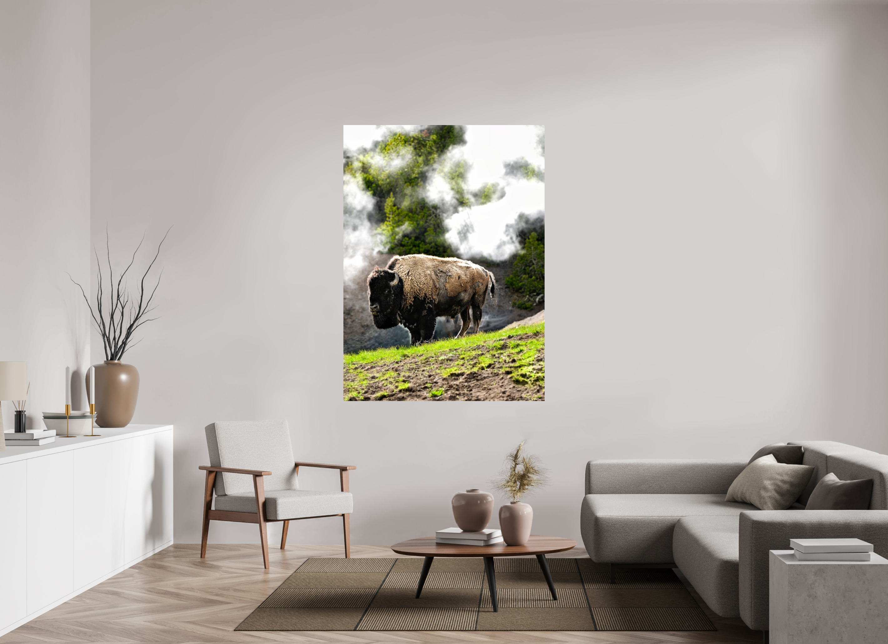 47 x 64.5″, PHOTO PAPER Bison With Steam