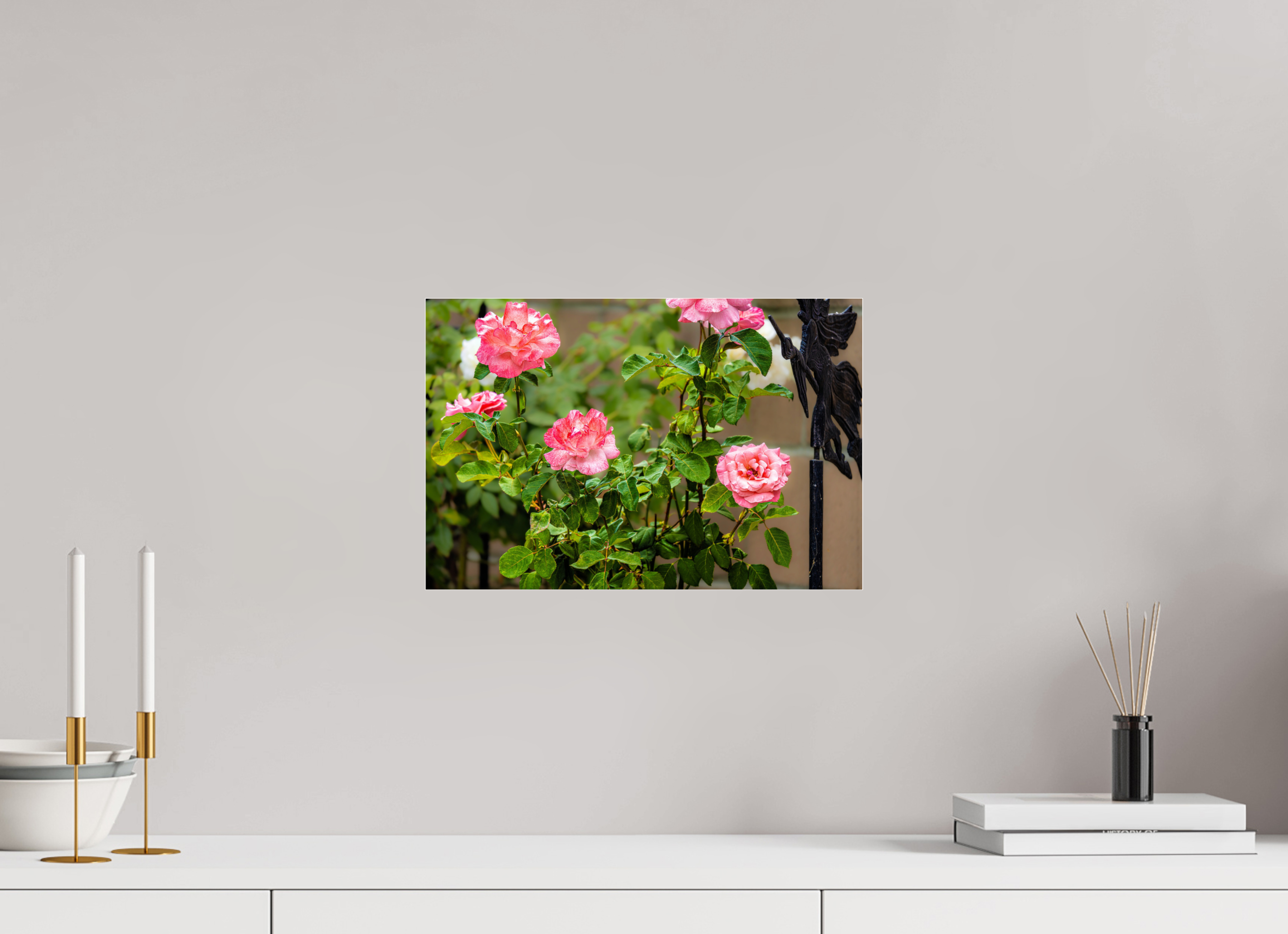 15 x 10″, ACRYLIC Pink Rose Bush