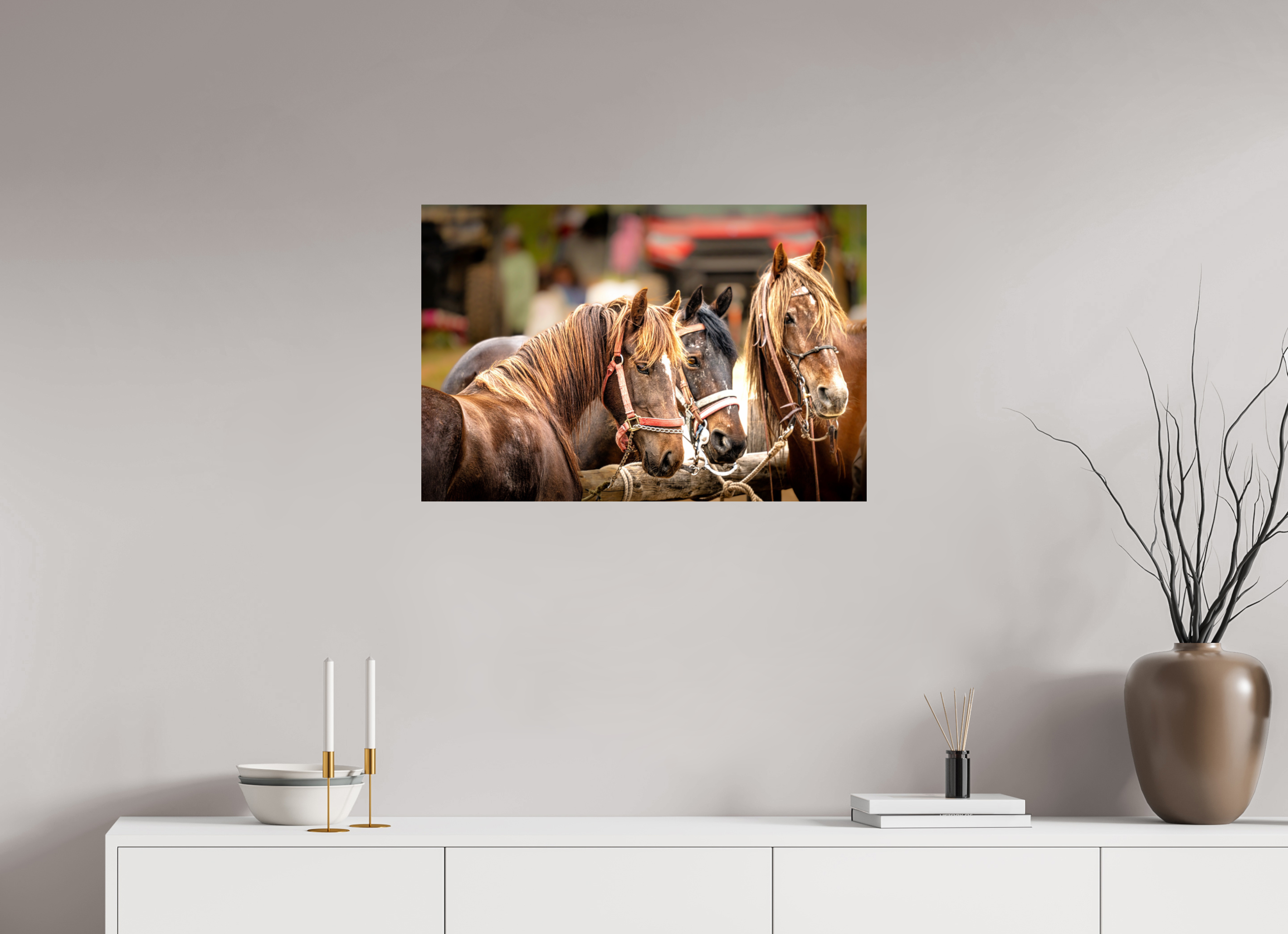 30 x 20″, METAL Pack Horse Trio