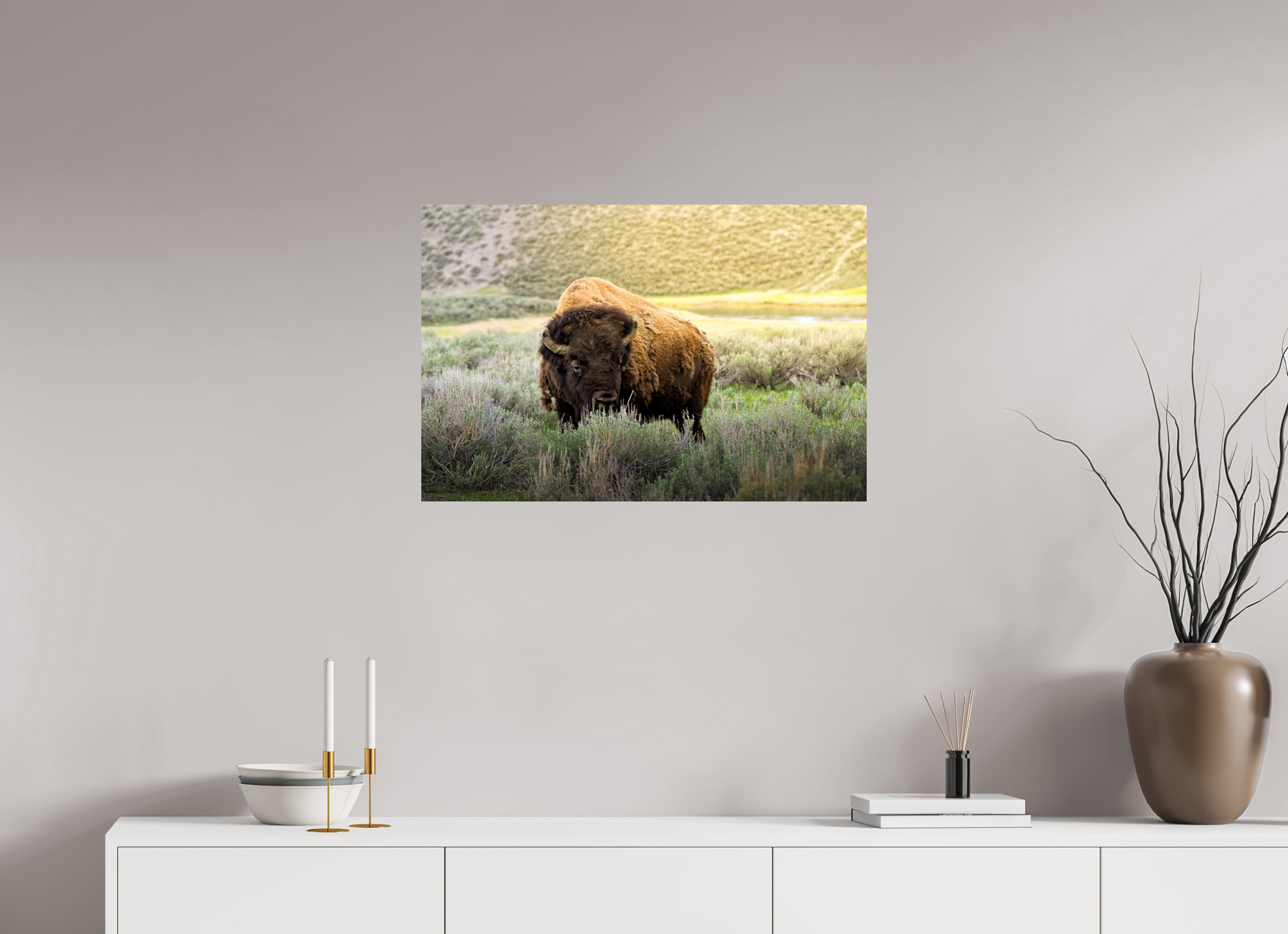 30 x 20″, METAL Bison