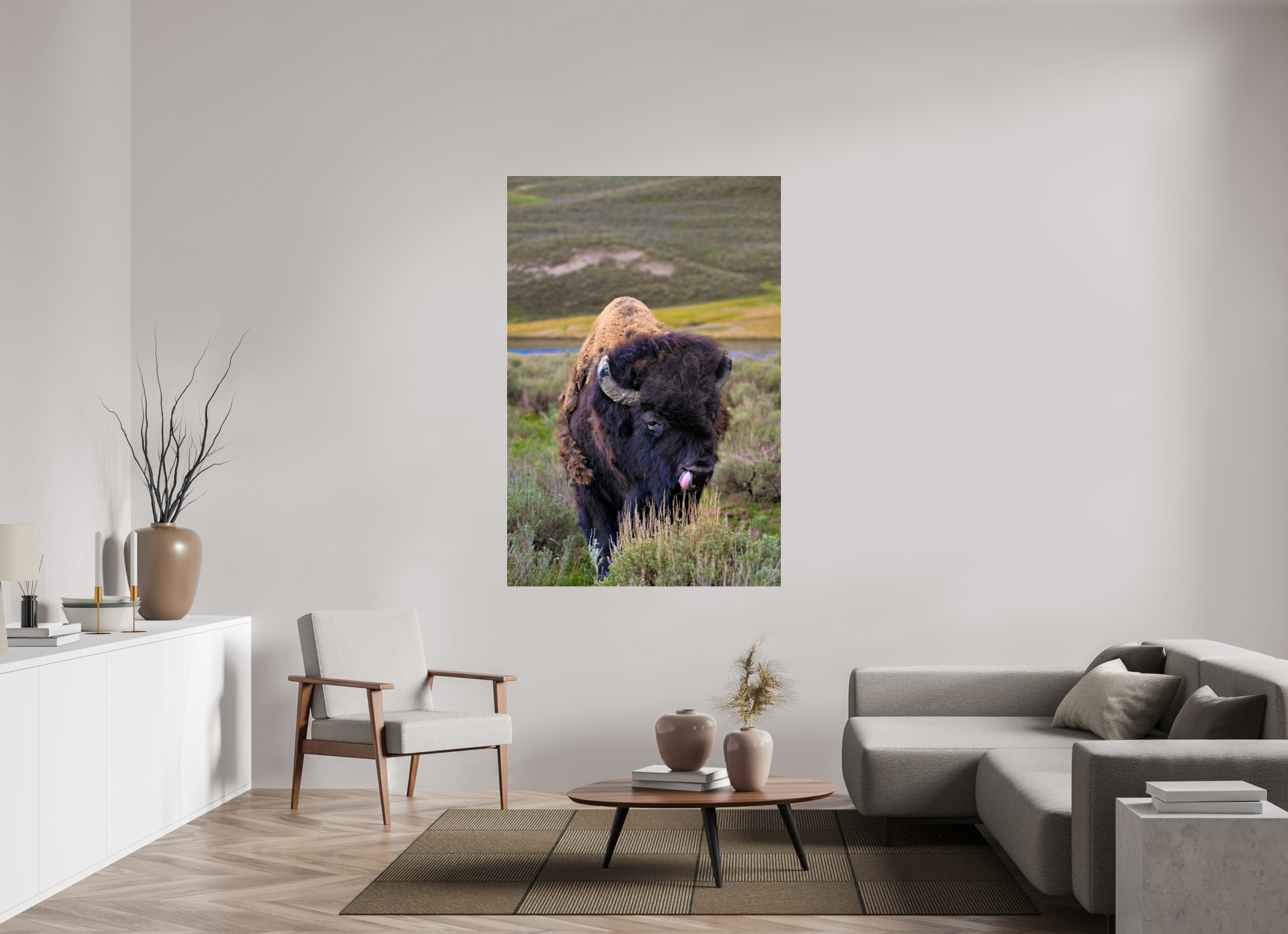 44 x 66″, ACRYLIC Bison with Tongue
