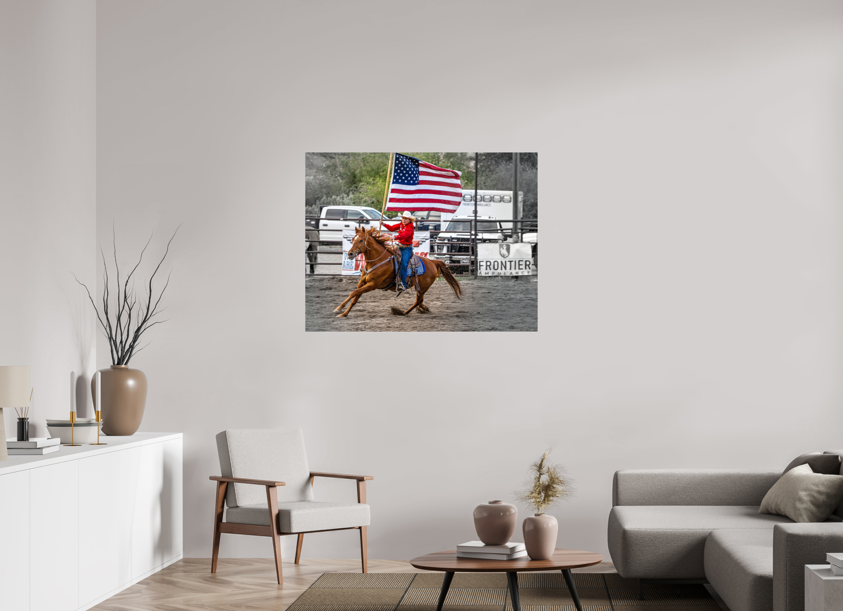 45.4 x 35″, PHOTO PAPER America 250 Flag Rider 15