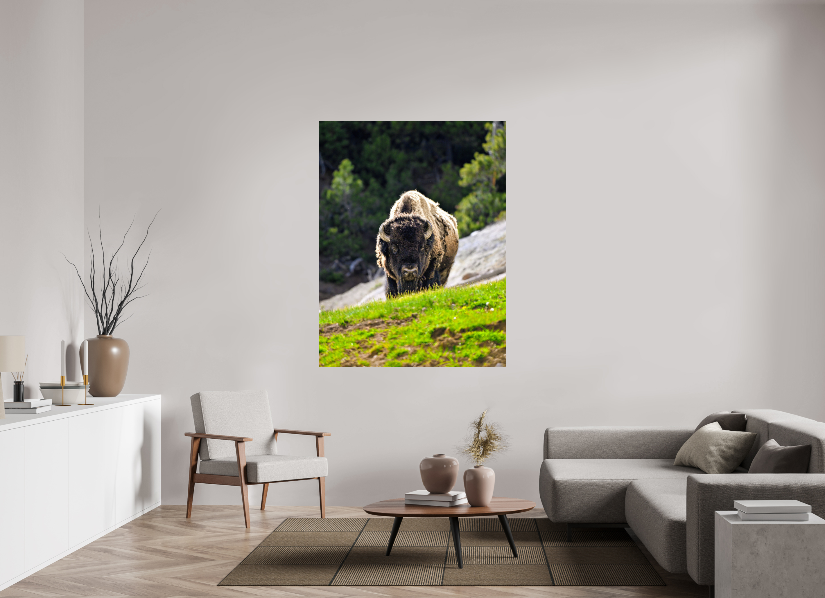 47 x 61.7″, METAL Bison Portrait