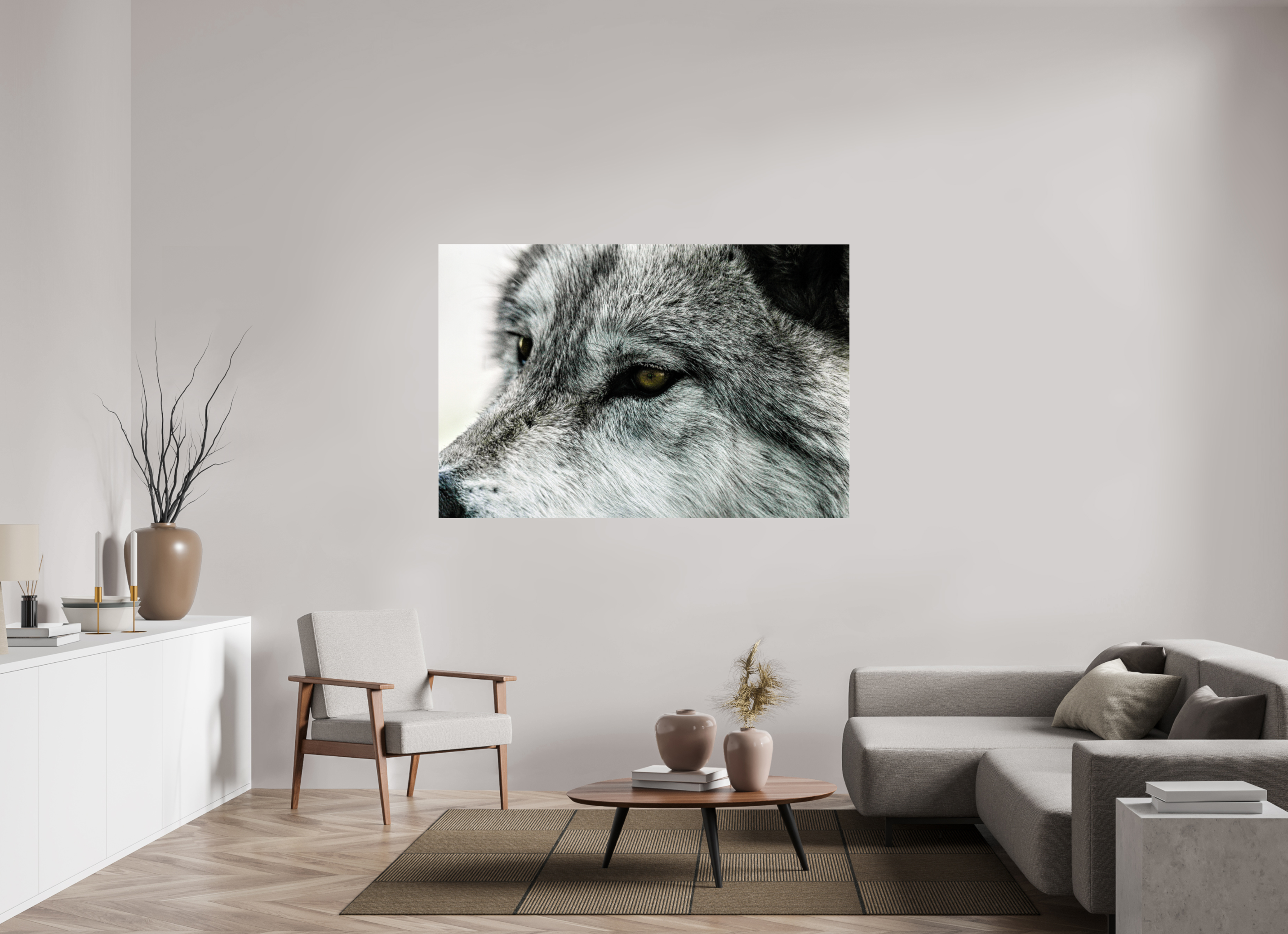 66 x 44″, ACRYLIC Wolf Close Up