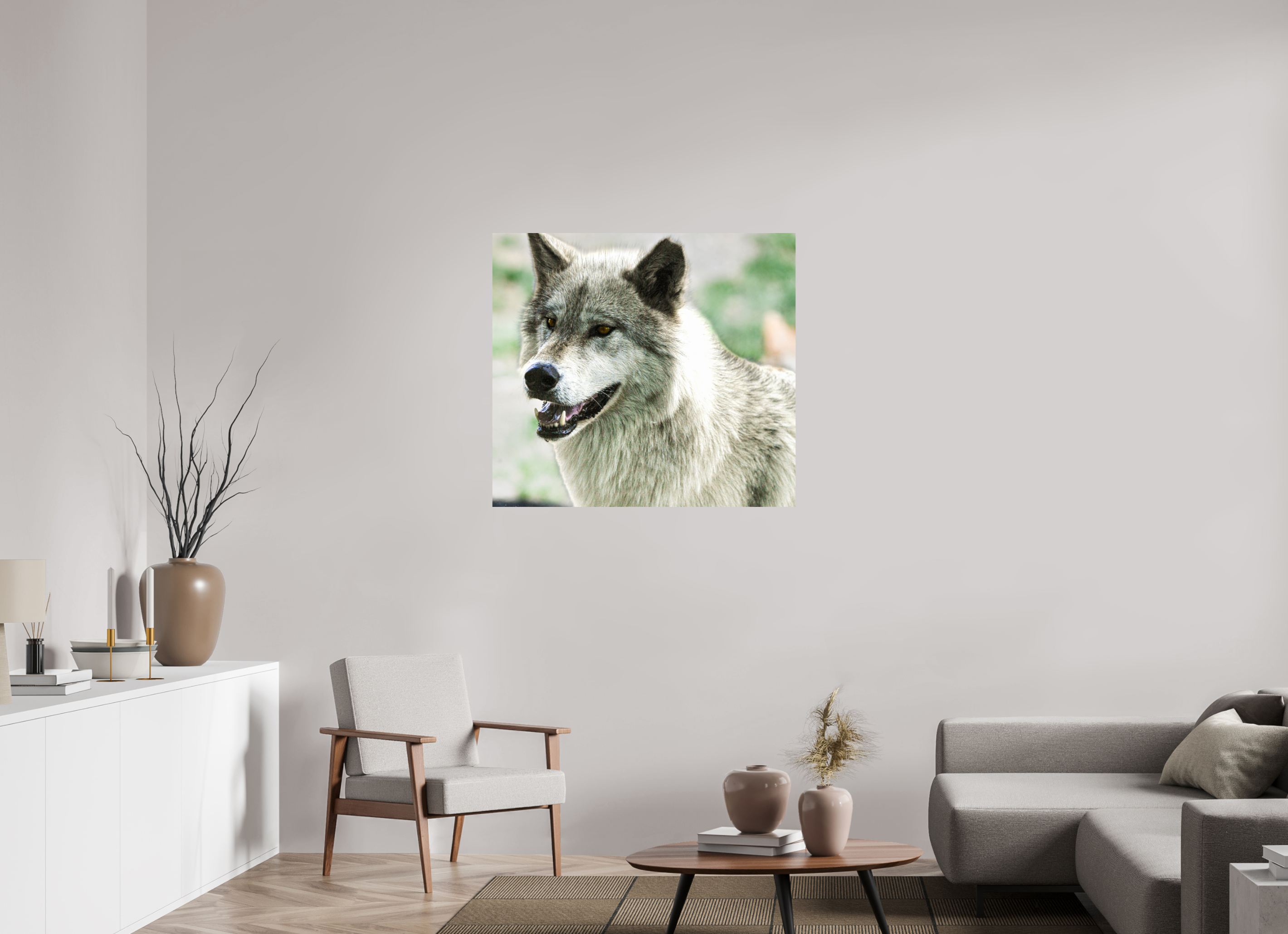38.7 x 35″, PHOTO PAPER Wolf Portrait