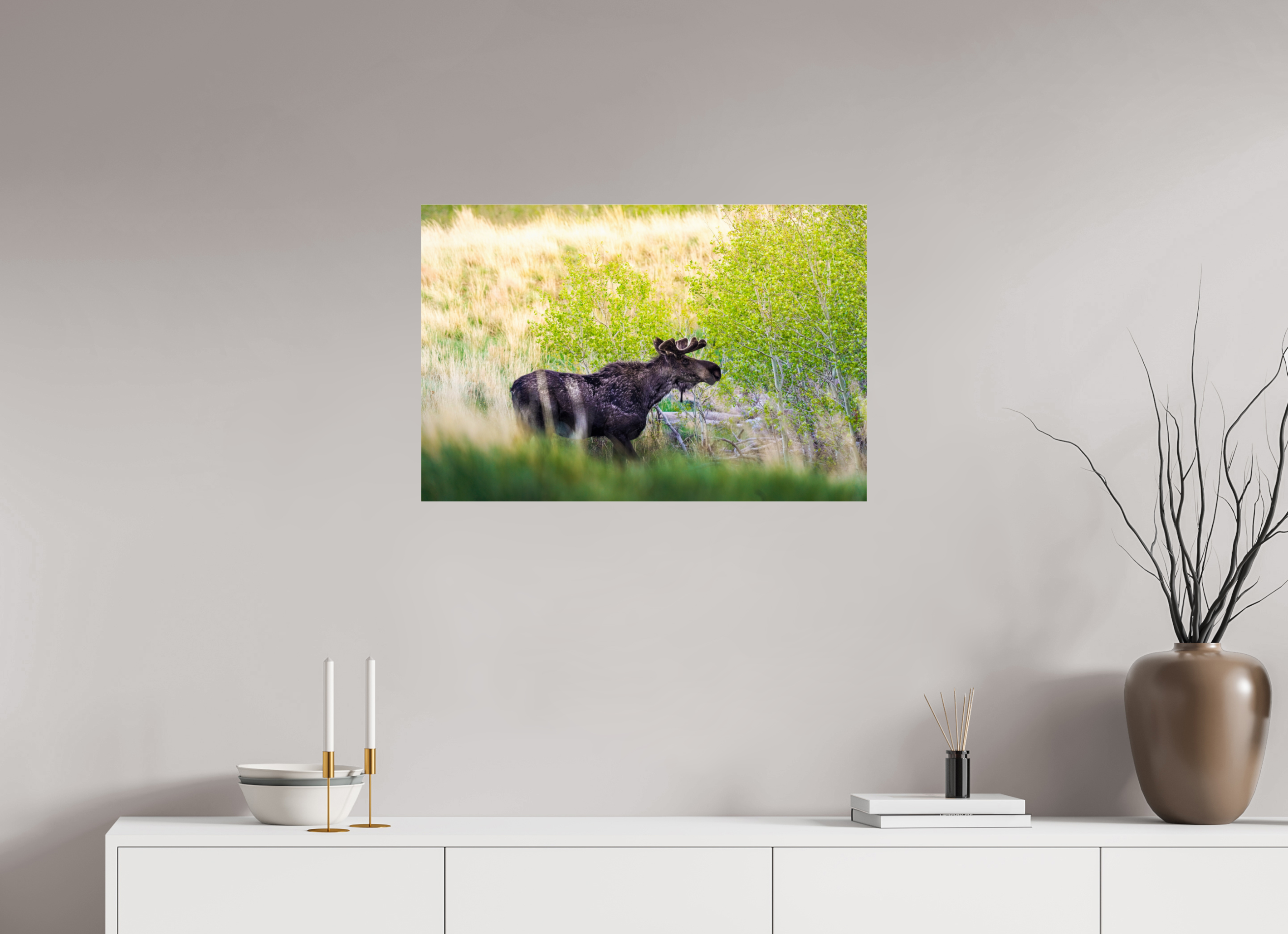 30 x 20″, ACRYLIC “Peek A Boo” Moose
