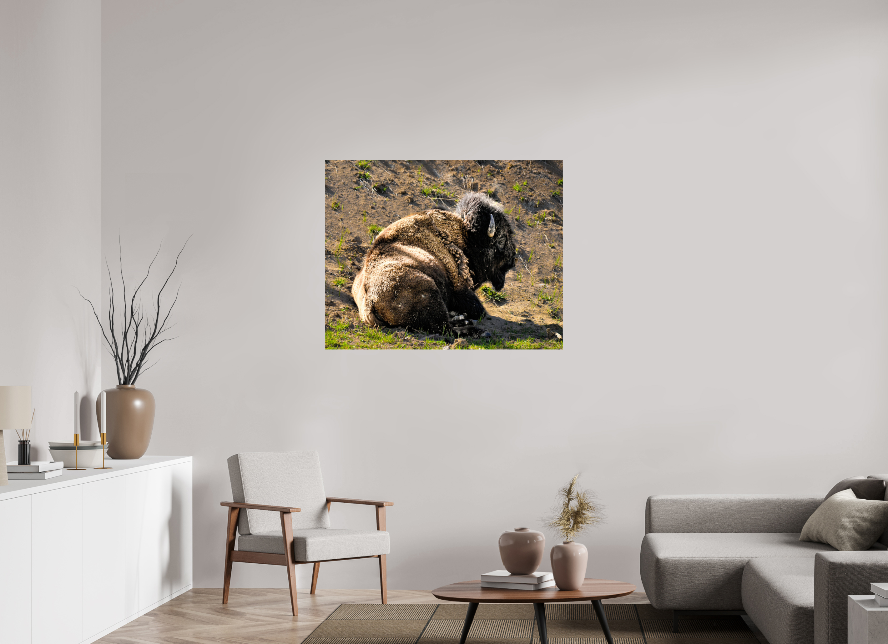 43.9 x 35″, ACRYLIC Bison Laying Down