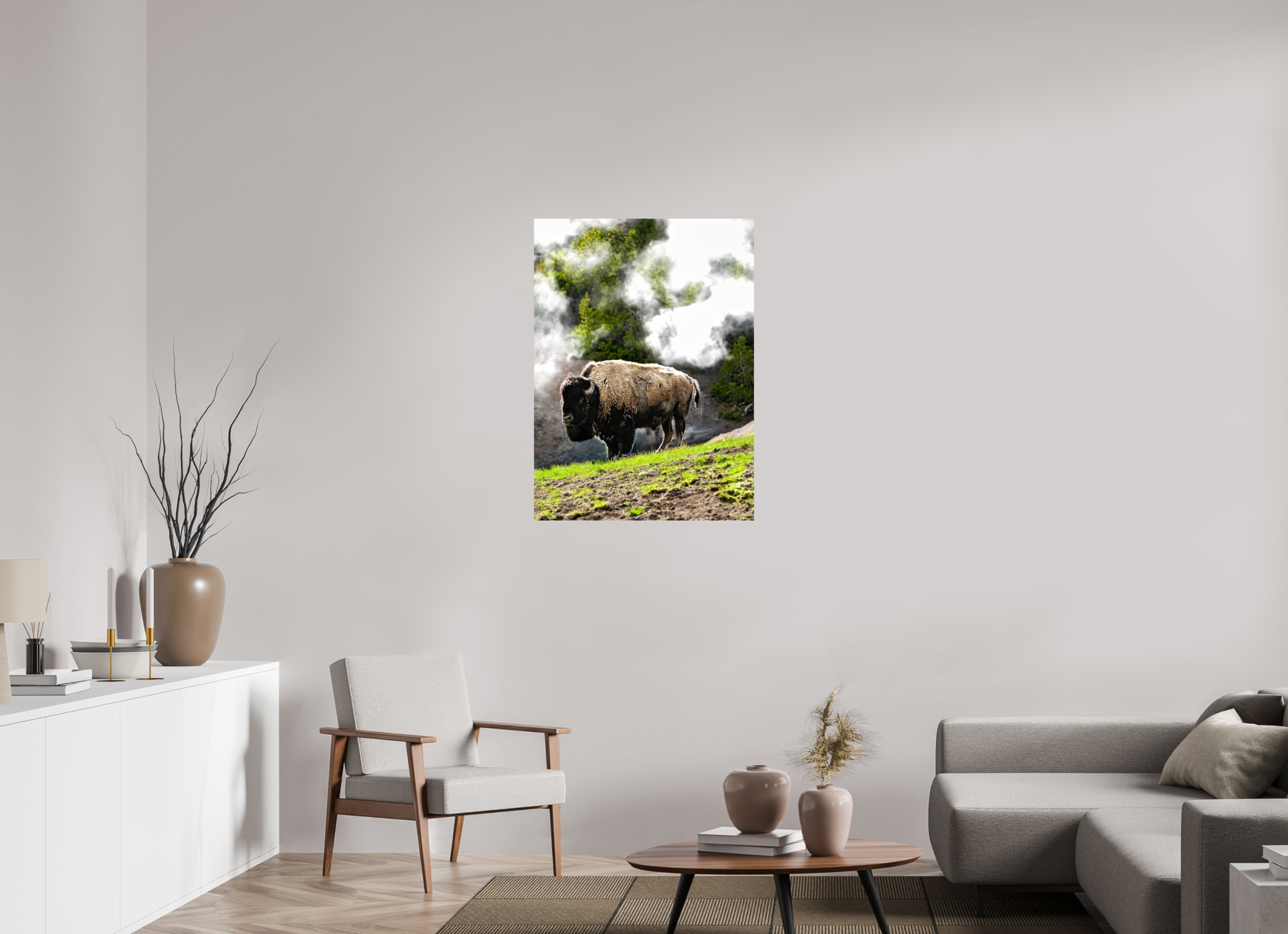 28 x 38.4″, METAL Bison With Steam