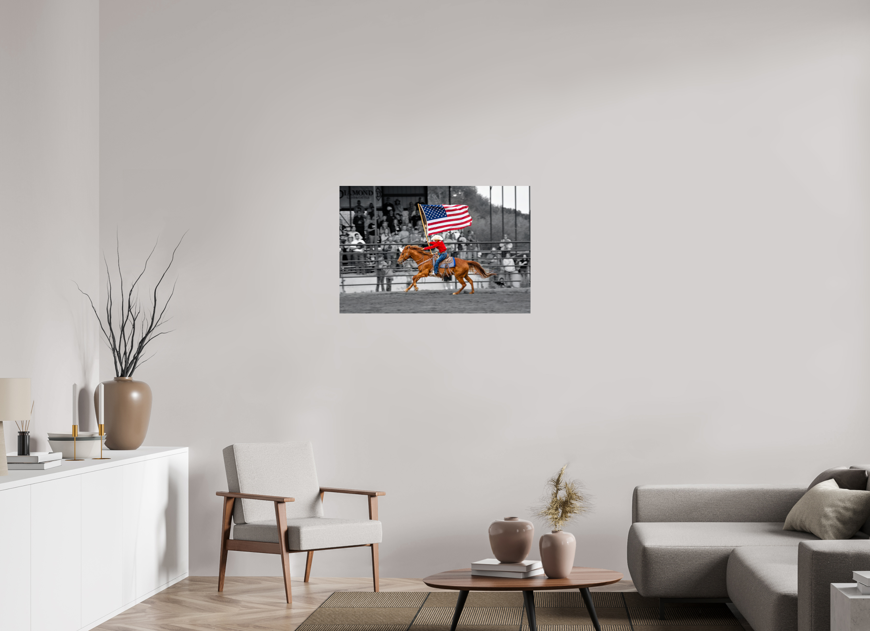 36 x 24″, METAL American Flag Rodeo Rider