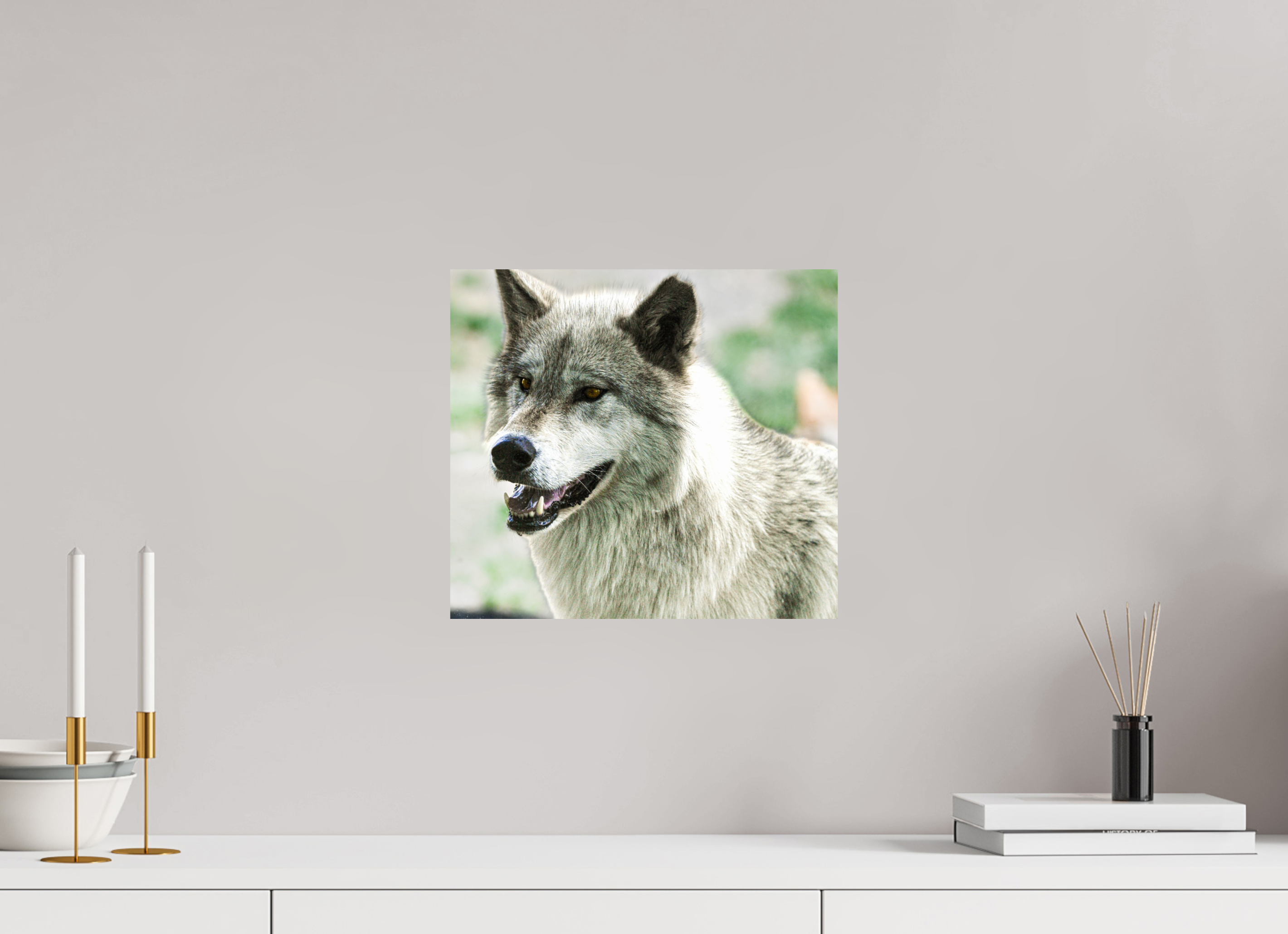 13.3 x 12″, METAL Wolf Portrait