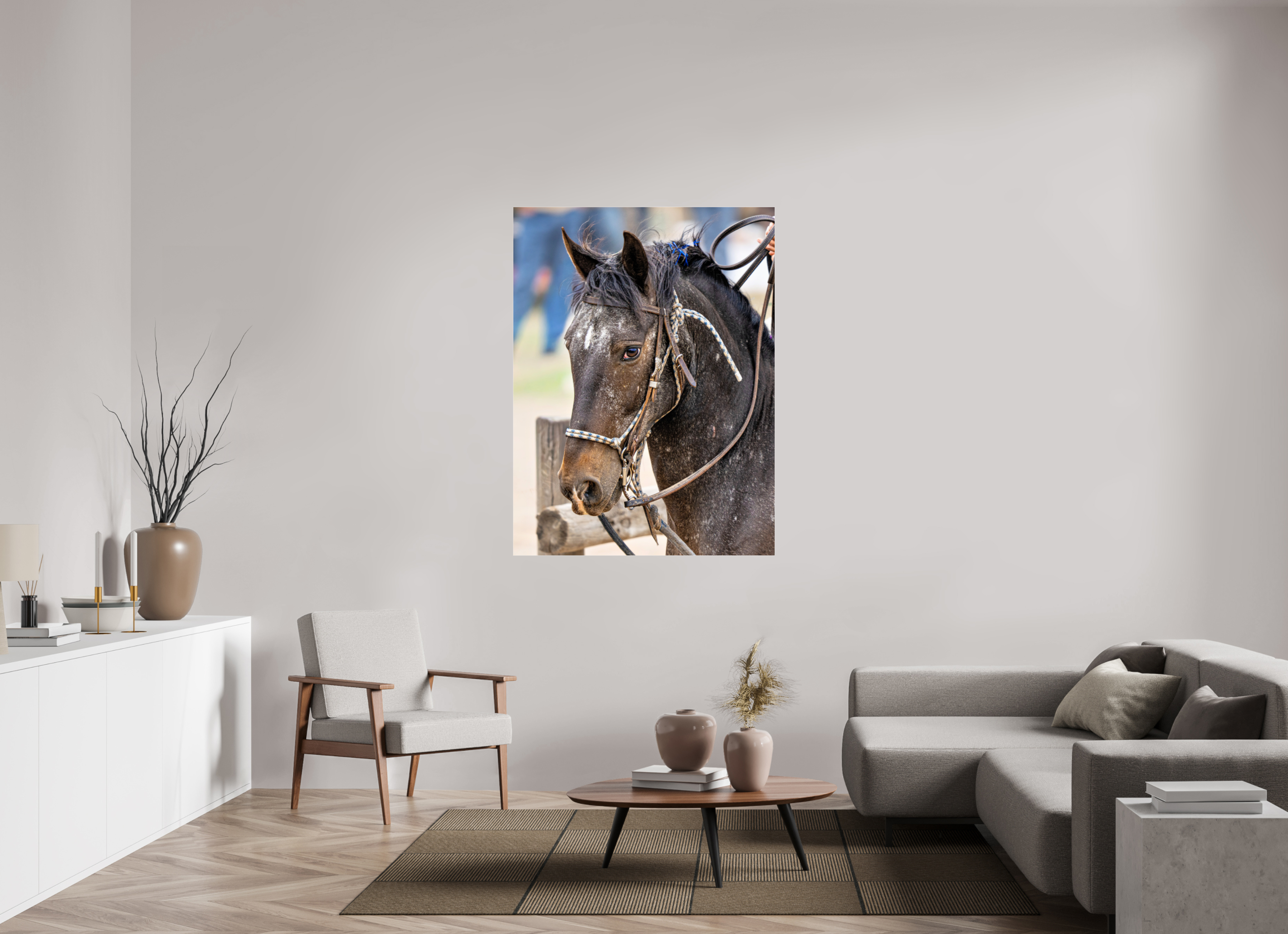 42 x 56″, ACRYLIC Pack Horse Portrait 1