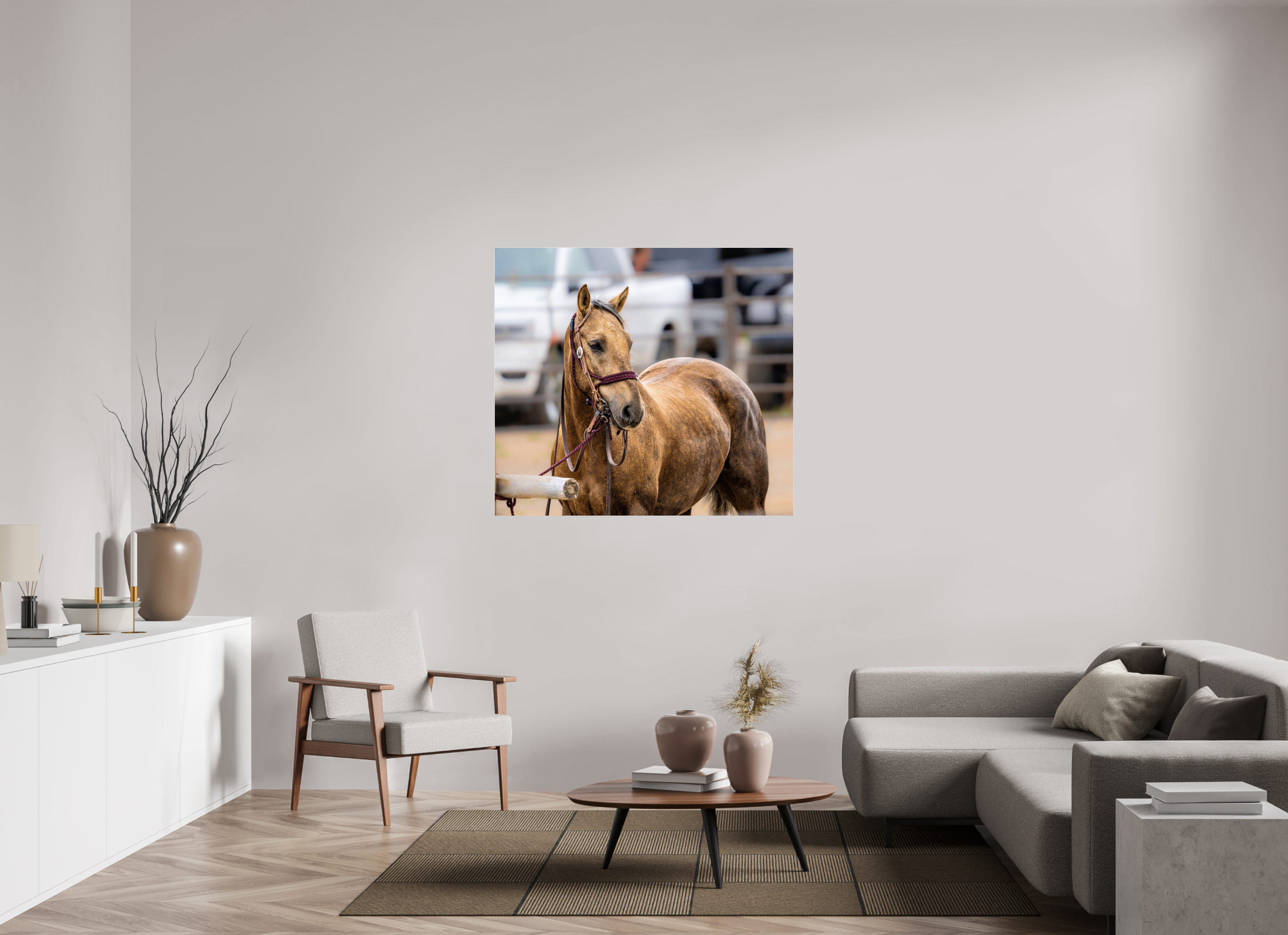 48 x 43″, ACRYLIC Pack Horse Portrait 3